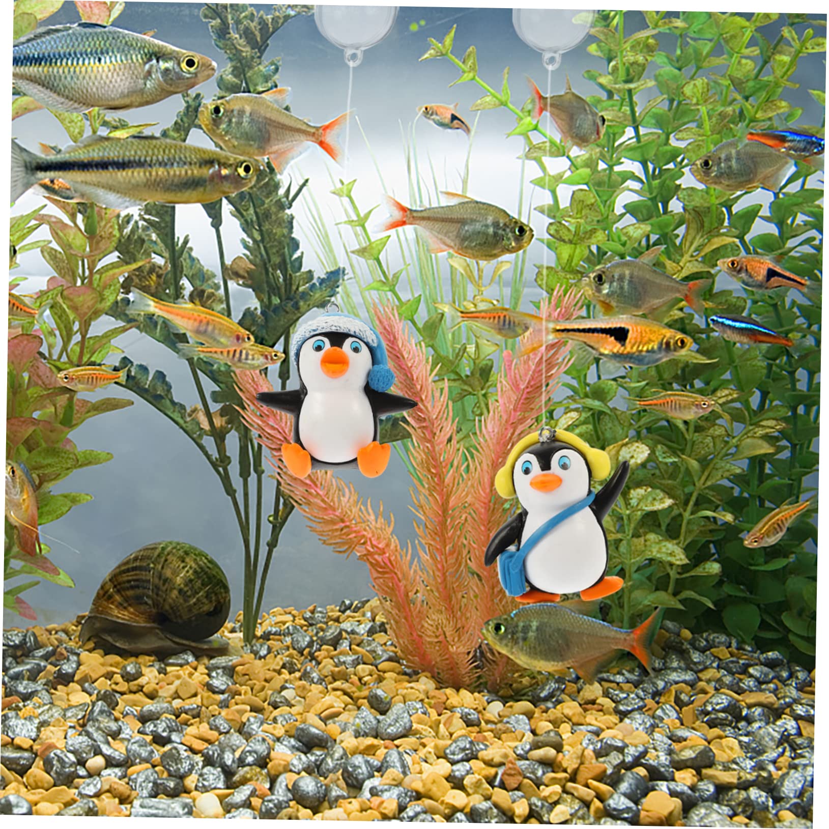 BESPORTBLE 16piezas Adornos Flotantes De Pingüino Adorable para Acuario Decoración Creativa y Natural De Pecera De Diseño Compacto y Duradero