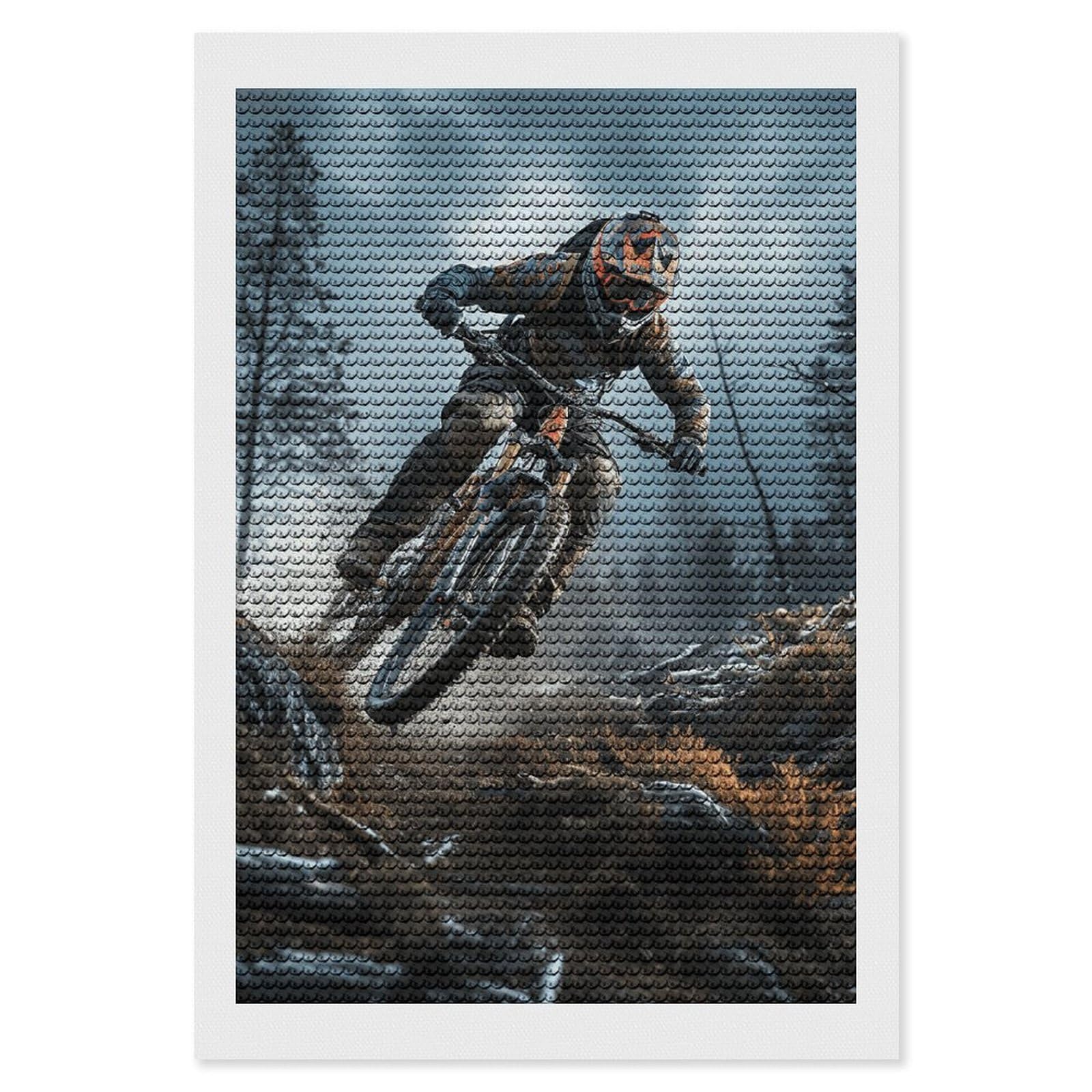 DWVTSLH Mountain Bike Tournament Diamond Painting Kits for Adults, Personalized Diamond Photo Art Full Drill, DIY 5D Diamond Art Painting Kits for Beginners, Home Wall Decor 8"x12"