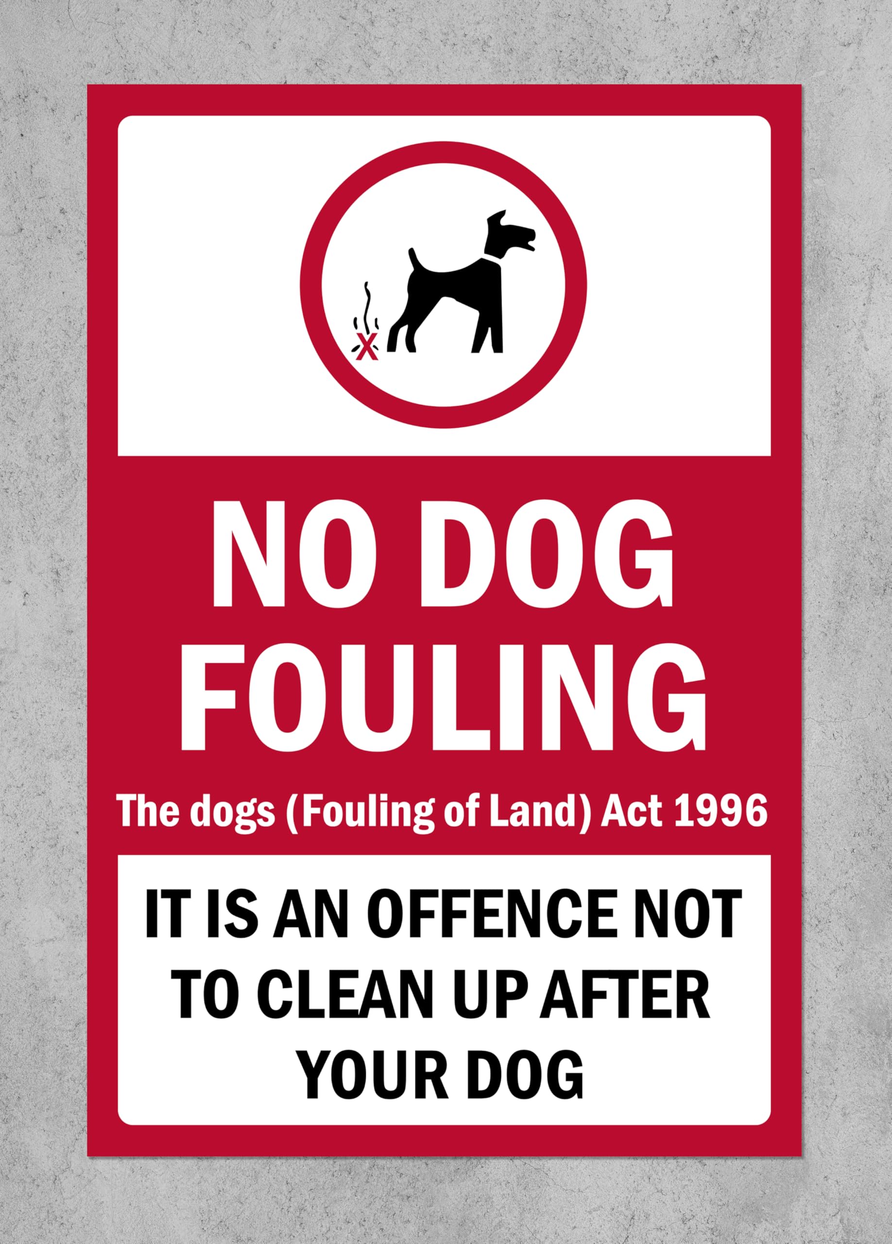 No dog fouling prohibition sign - 3mm Aluminium sign (600mm x 400mm)