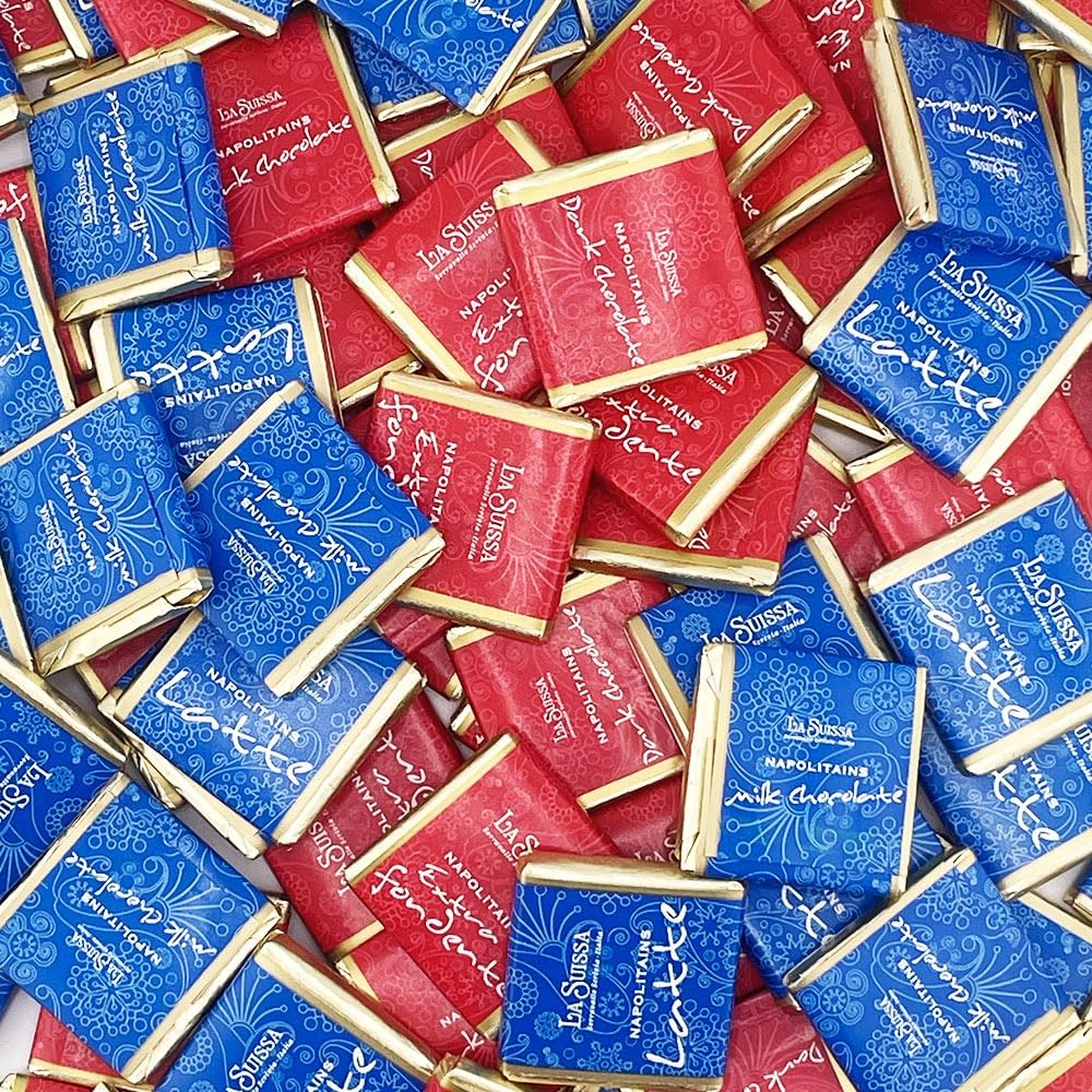 La Suissa 180 Cioccolatini di cortesia Napolitains - Confezione da 1 kg - Assortimento di cioccolato Fondente extra 52%, al Latte. Senza glutine