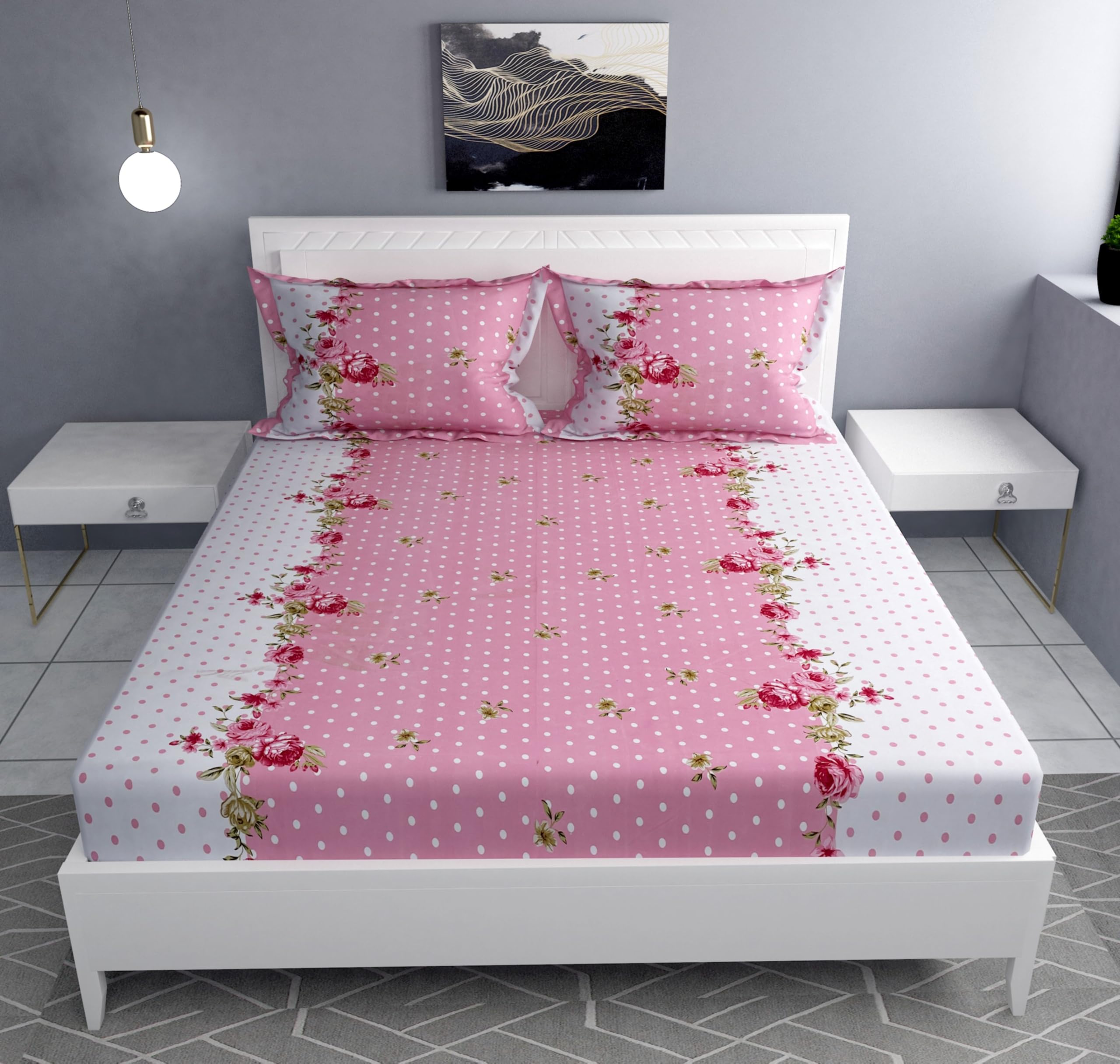 See full amazon price history chart for COMFOLUST Cotton Feel Glace Cotton Elastic Fitted Printed Queen Size Double Bed Bedsheet With 2 Pillow Cover(72"X78", Pink), 200 TC COMFOLUST Cotton Feel Glace Cotton Elastic Fitted Printed Queen Size Double Bed Bedsheet With 2 Pillow Cover(72"X78", Pink), 200 TC (B0CVW59W8N) Amazon Price History, Amazon Price Tracker