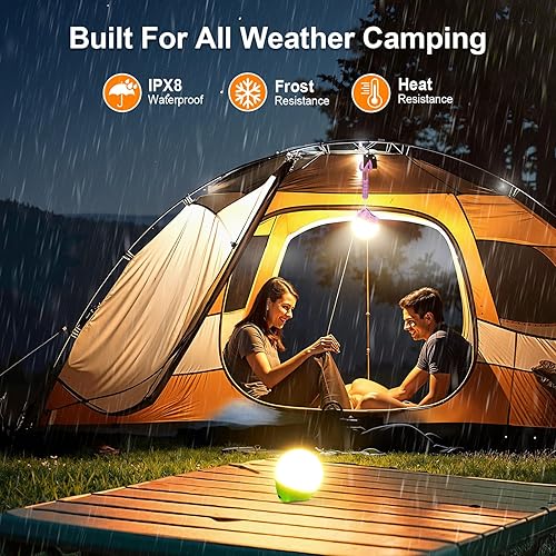 Miniatura 7 de LETMY Rechargeable Camping Lights, 4 Pack Portable Tent Lights with 4 Lighting Modes, 150LM Mini Camping Lantern Waterproof, Only 20g Hanging Tent