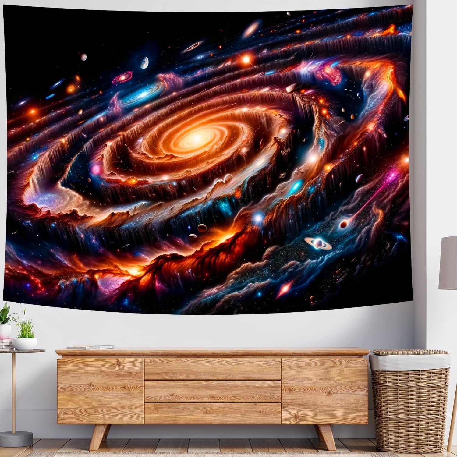 Delur Galaxy Tapestry Spiral Universe Planet Starry Sky Wall Hanging Tapestry Outer Space Nebula Cosmic Psychedelic Abstract Headboard for Bedroom Living Room Home Decor (70.8" x 92.5")