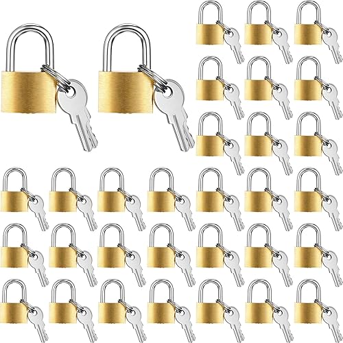 Hotop 32 mini candados pequeños de latón macizo de 1.25 pulgadas con 3 llaves para equipaje, mochila, gimnasio, maleta, juego a juego de aula y más