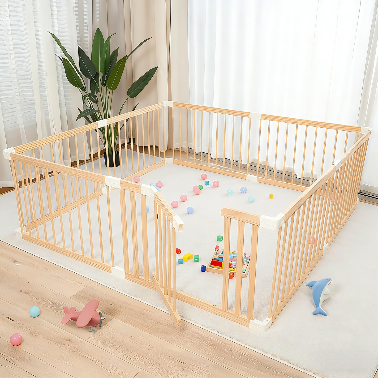 Amazon.com : Extra Large Wooden Baby Playpen,Play Pen for Babies