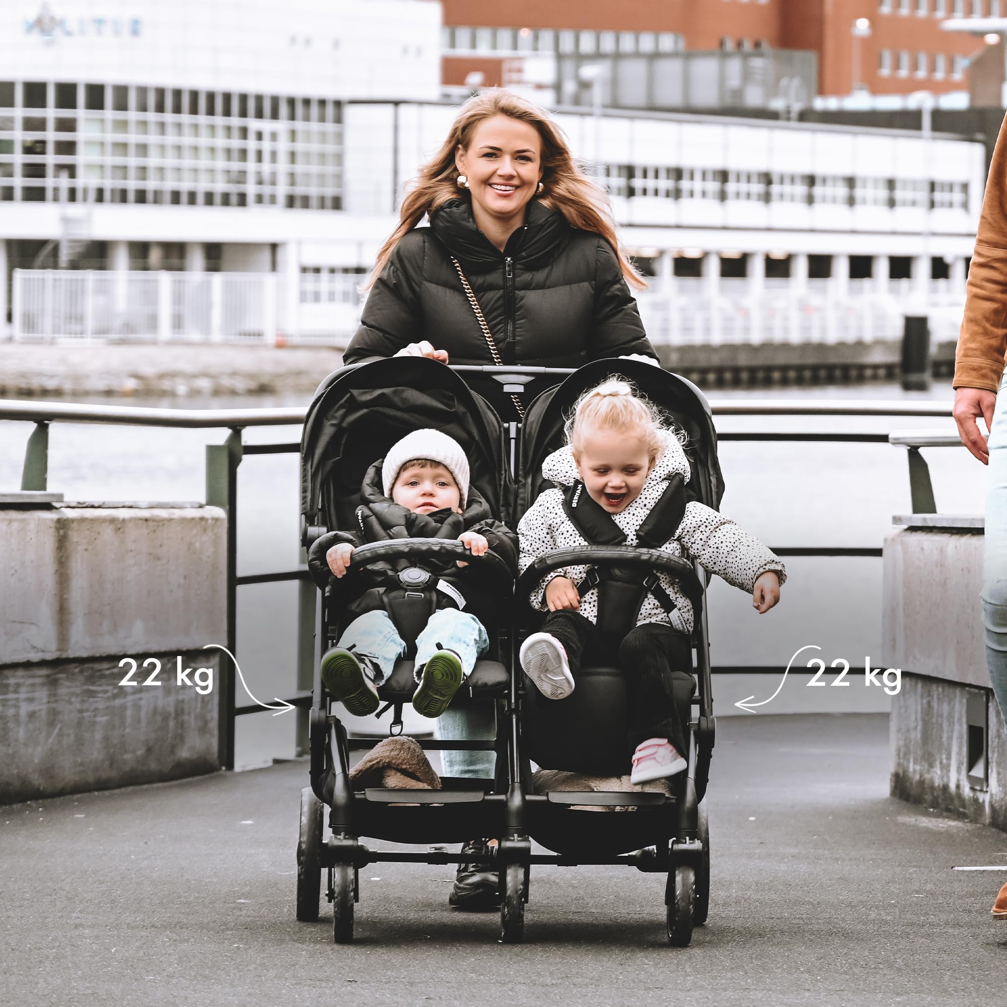 Deryan XP X2 Kinderwagen Buggy 2 in 1 - Kompakt & Faltbar - Schwarz - bis 22kg - Geburt bis 4 Jahre
