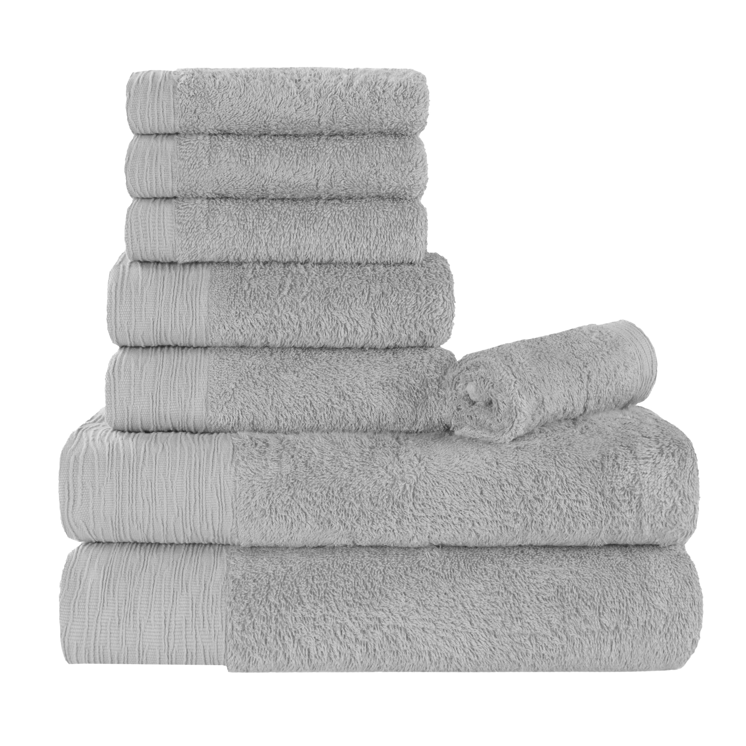 Superior Rayon from Bamboo Blend 8-Piece Towel Set, Luxury Quick Dry, Bathroom Essentials, Shower, Spa, Plush Soft Absorbent Towels, Includes 2 Bath,