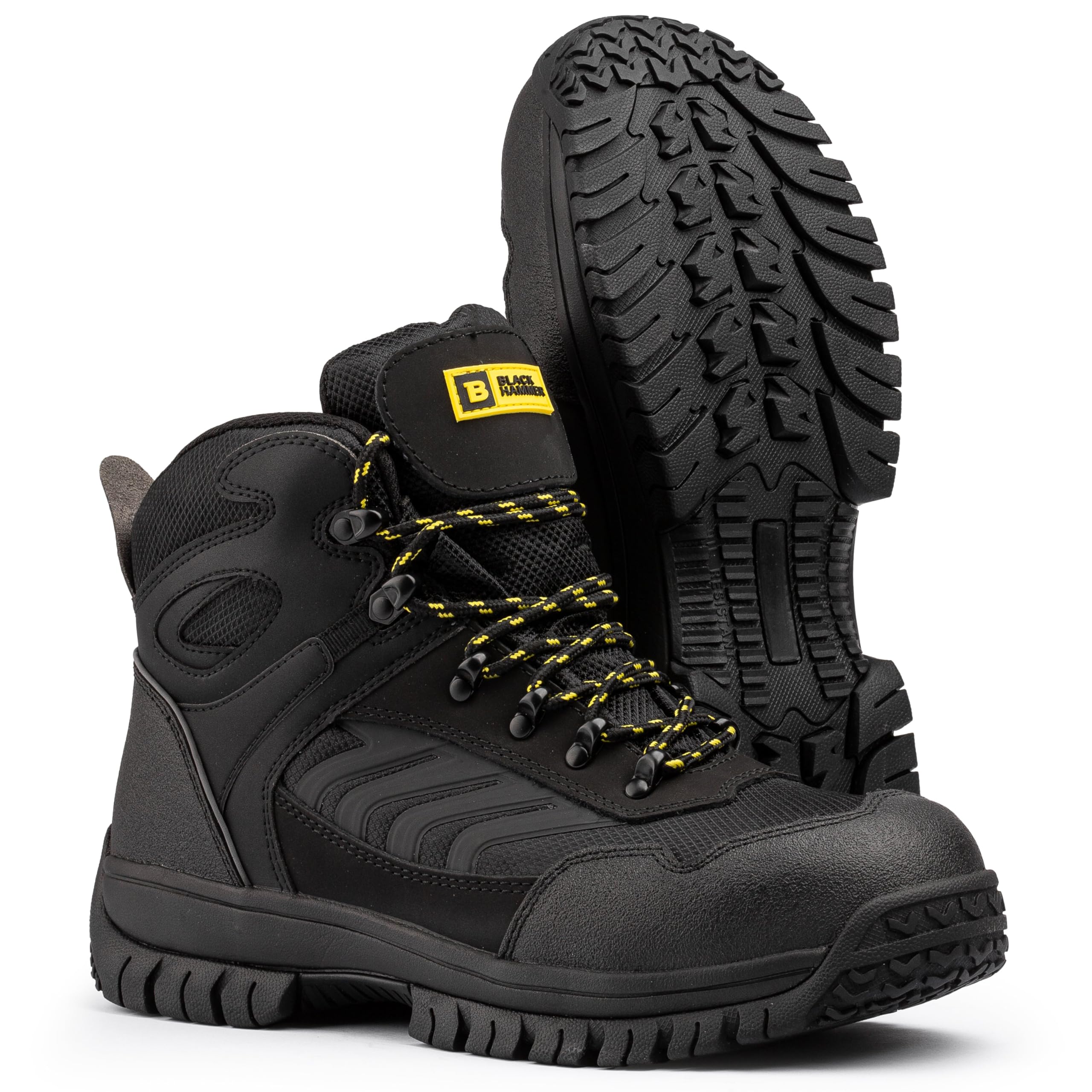BLACK HAMMER Botas de Seguridad Hombre en Piel de Ante, Repelente al Agua, Puntera y Entresuela de Acero - Cómodas y Robustas, Zapatos de trabajo para Almacenes y Lugares de Trabajo Beast (43 EU)