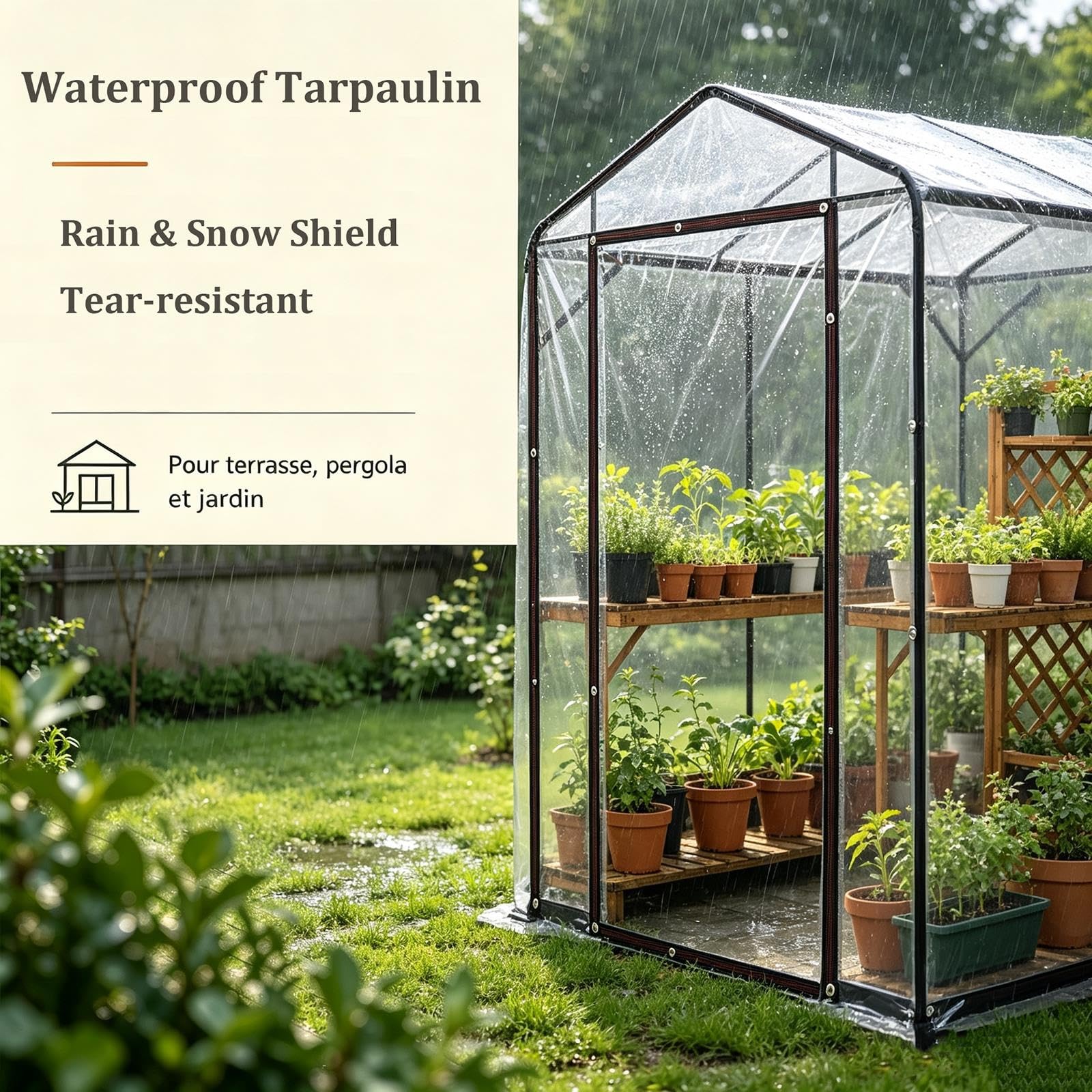 Cubierta De Lona Transparente con Ojales, Lona Impermeable Exterior