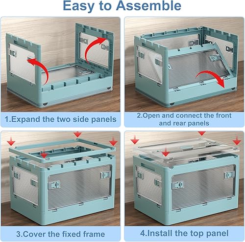 Miniatura 8 de Contenedores de almacenamiento apilables, organizadores y almacenamiento de armario, contenedores de almacenamiento plegables de 7.2 galones con