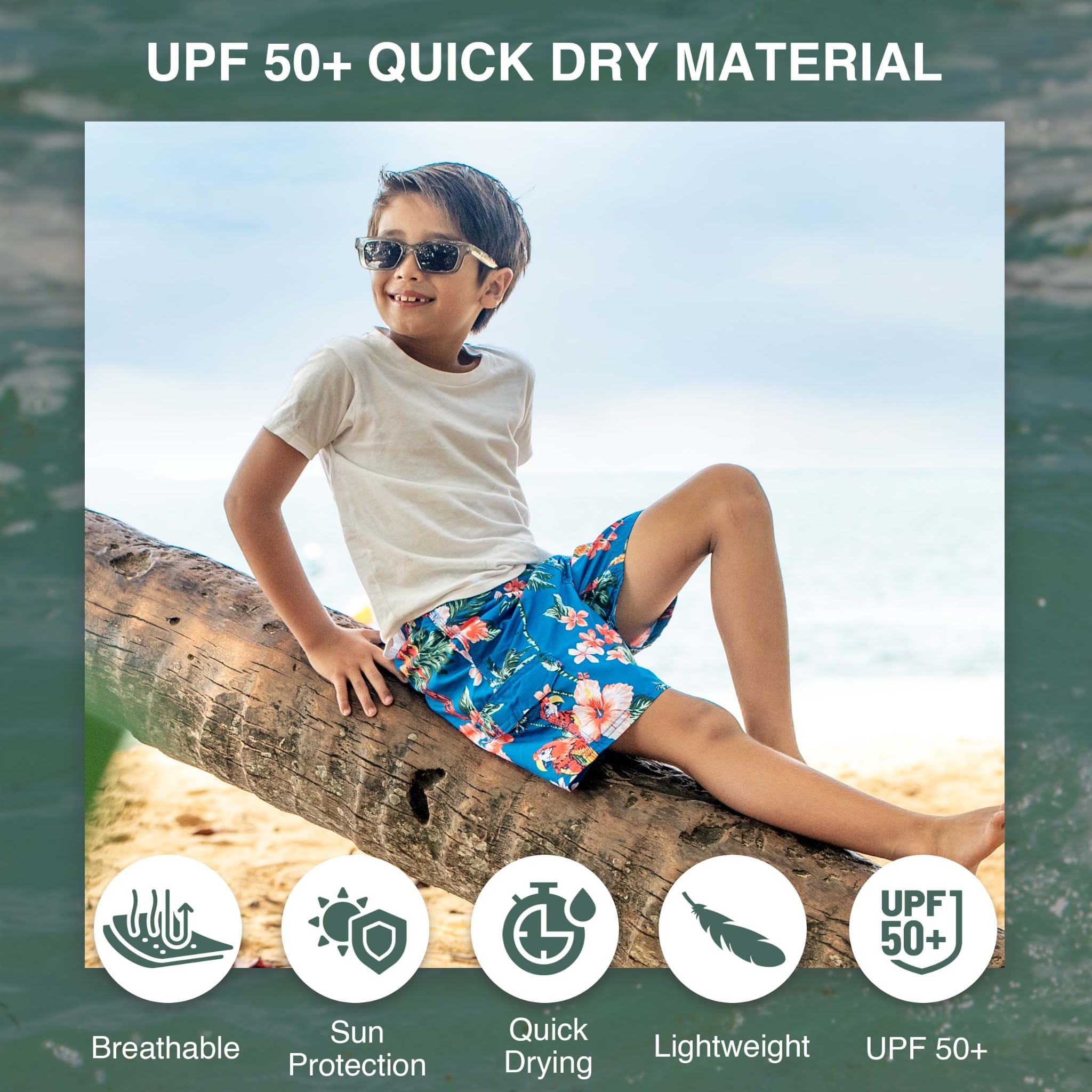 Kanu Surf Boys' Specter Quick Dry UPF 50+ Beach Swim Trunk, Fiji Royal, Large (7)