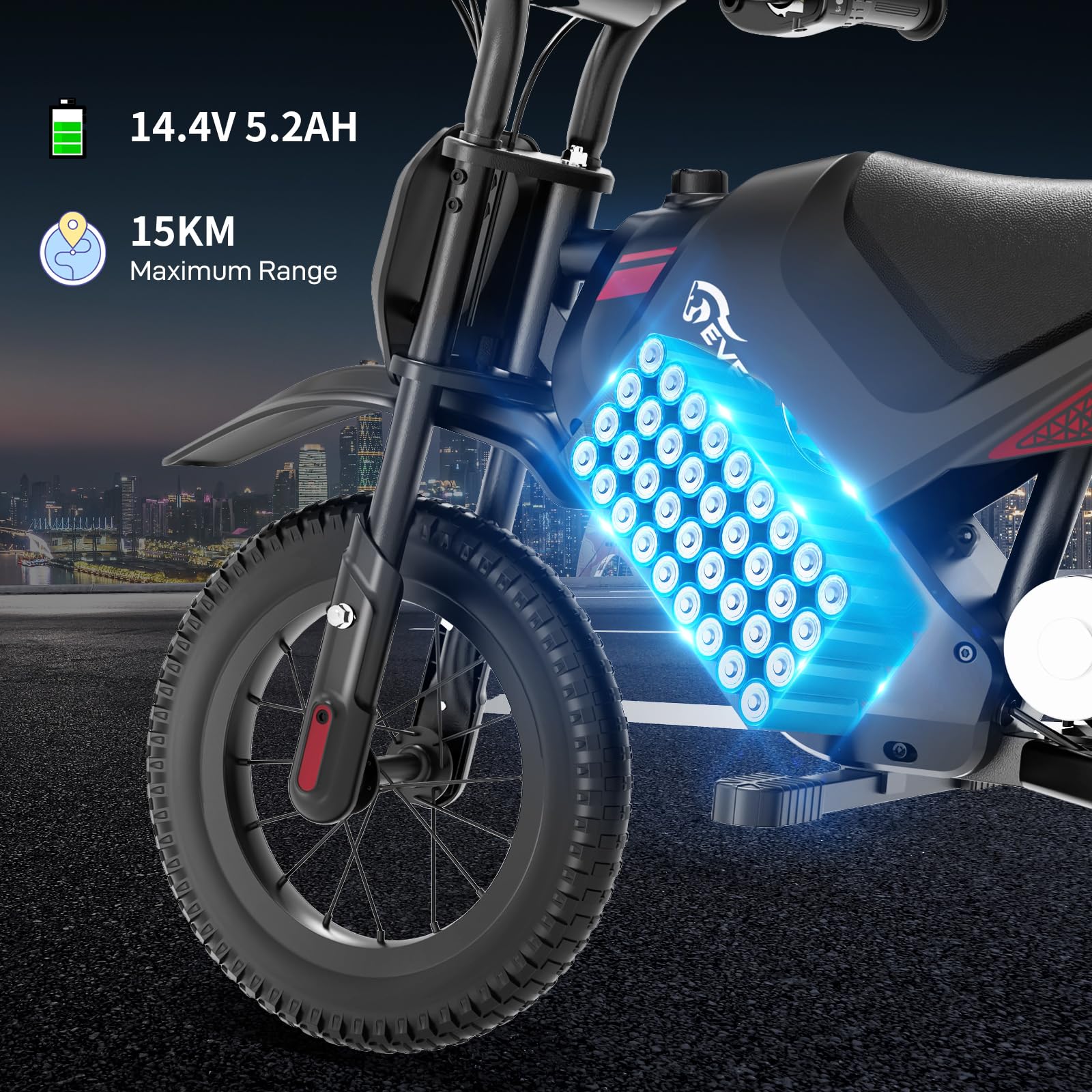 EVERCROSS EV05M Motocicletta Elettrica per Bambini, E-Moto da 150 W, Modalità Velocità 8/16 km/h e Motocicletta Elettrica a Lungo Raggio da 10 km, Moto Cross da 12'' per Bambini da 3 a 12 Anni