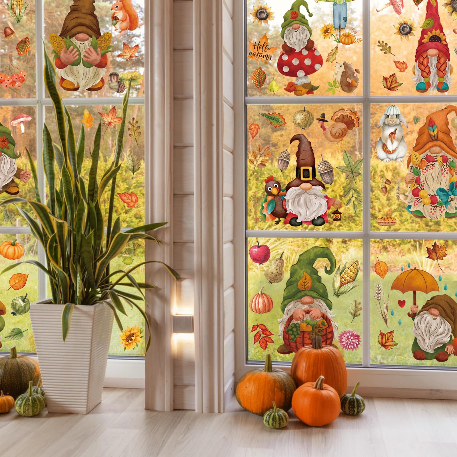 Toptime 174Pcs Feuilles D'automne Décorations De Fenêtre-décorations D'automne Pour La Maison