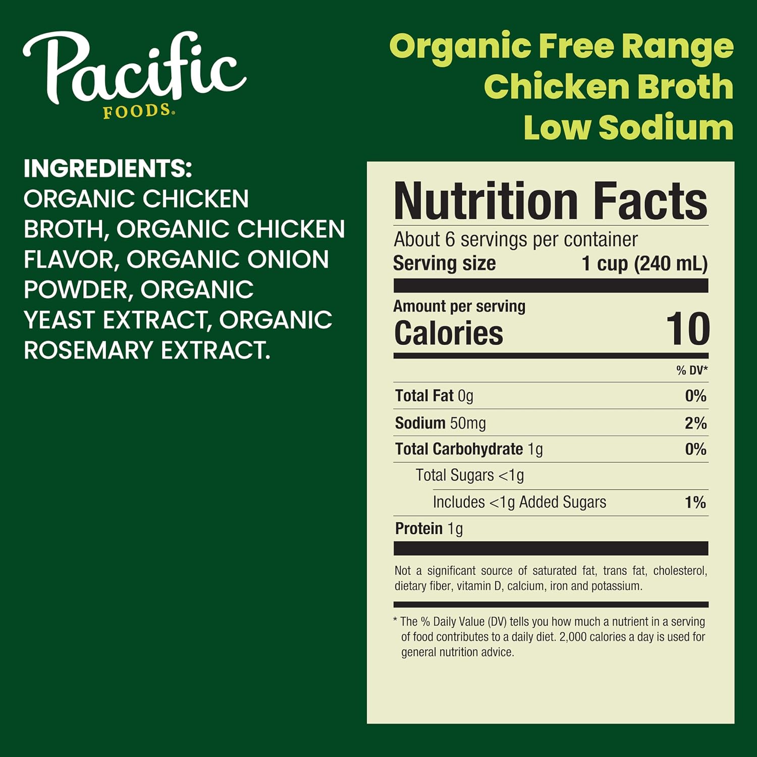 Pacific Foods Low Sodium Organic Free Range Chicken Broth, 48 oz Carton (Case of 8)