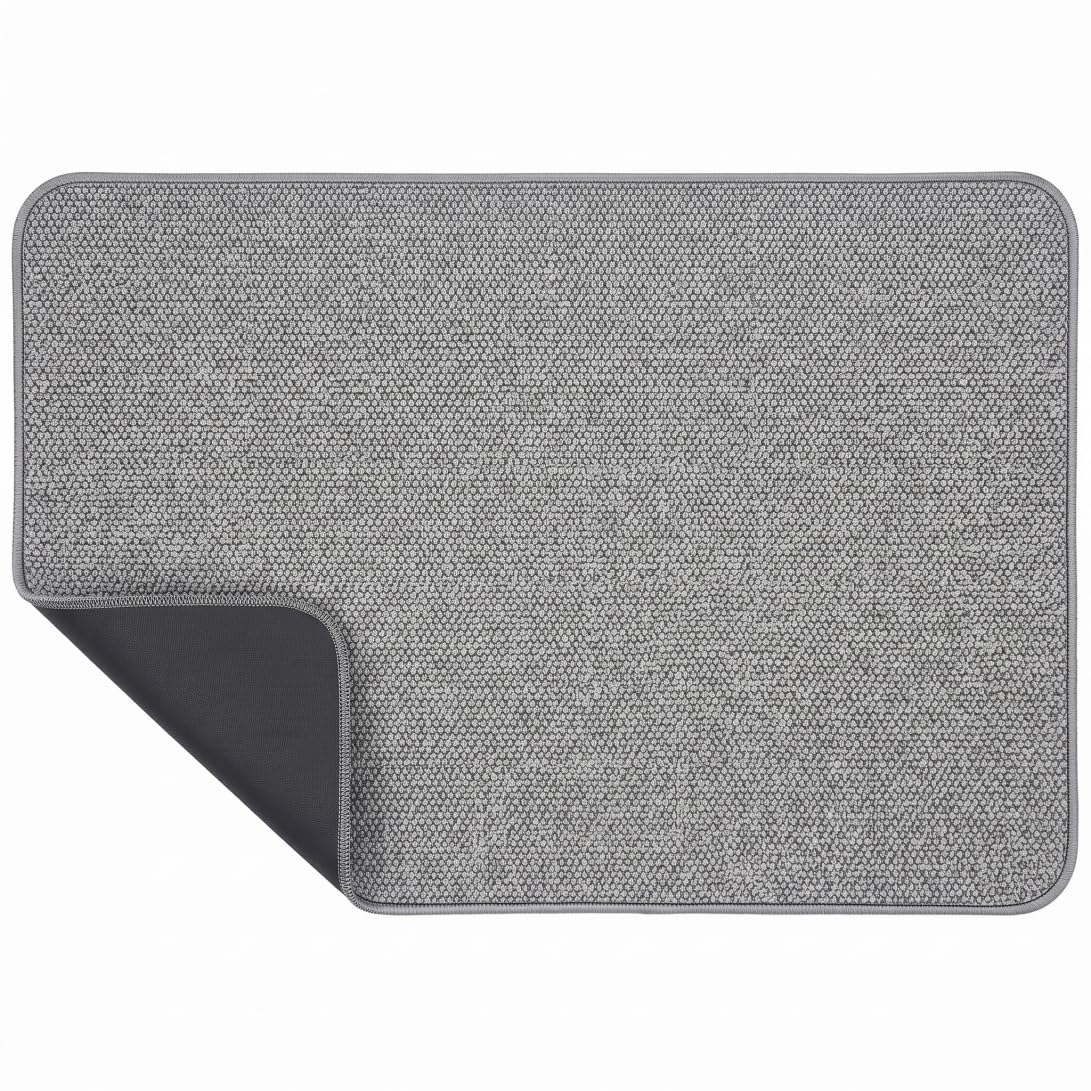 AwnsIMfreien Absorbent Bath Mat, Quick Dry Non-slip Bathroom Rug Washable Thin Bath Mat, 20x32inch, Grey, Quick Dry