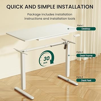 CubiCubi 55x24 Standing Desk with Glass Top, Height Adjustable Computer Desk with Drawer, One-piece Rising Home Office Desks with Positon Memory, Sit Stand Up Electric Workstation Table, White
