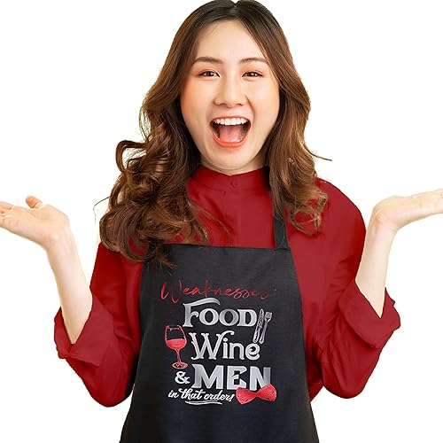 Fay People Delantales de vino para mujer o delantales divertidos para mujeres en 2 estilos, regalos de vino para mujeres o artículos divertidos de