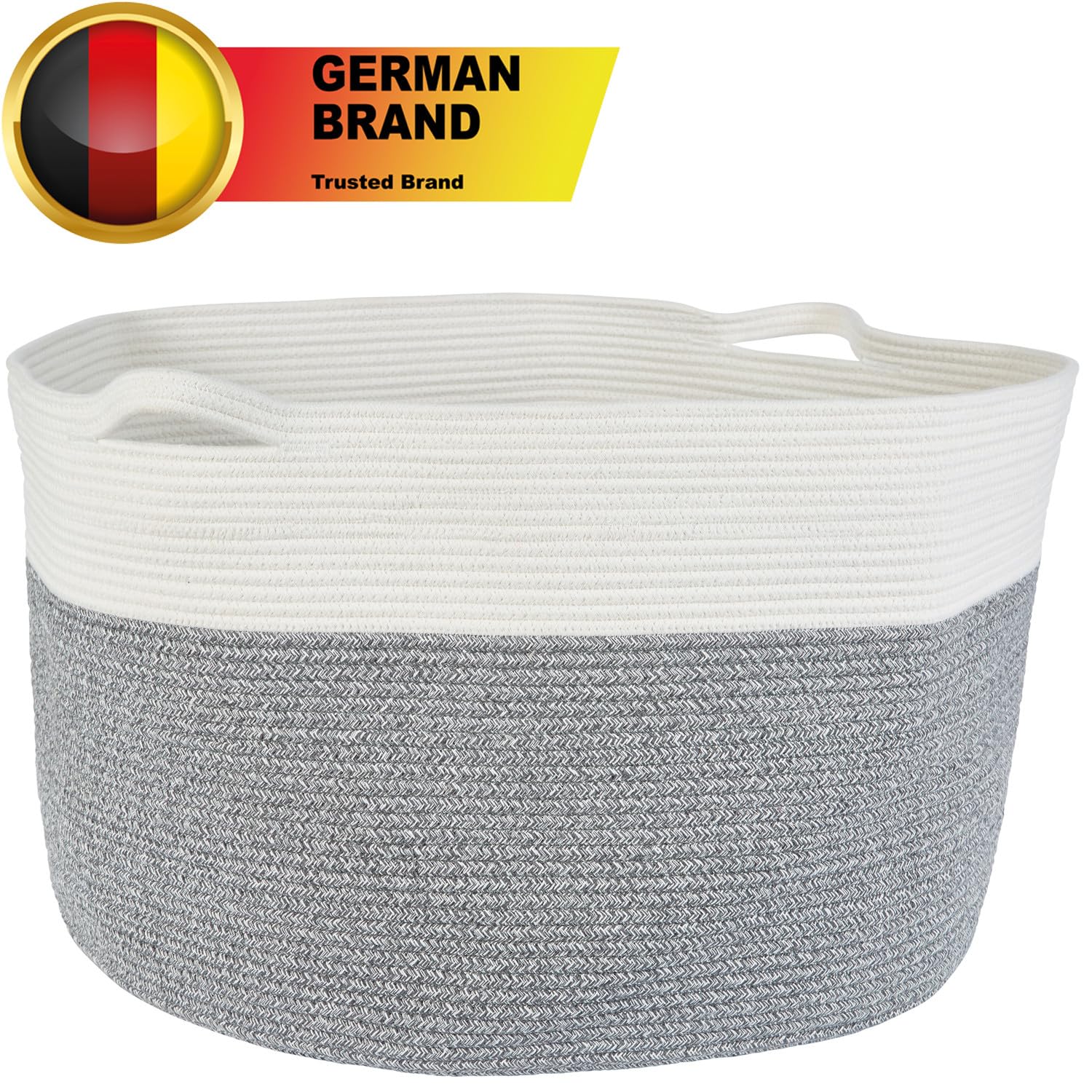 Skandinavischer Wäschekorb Narvic Motiv 2 aus Baumwolle in Grau 61 cm