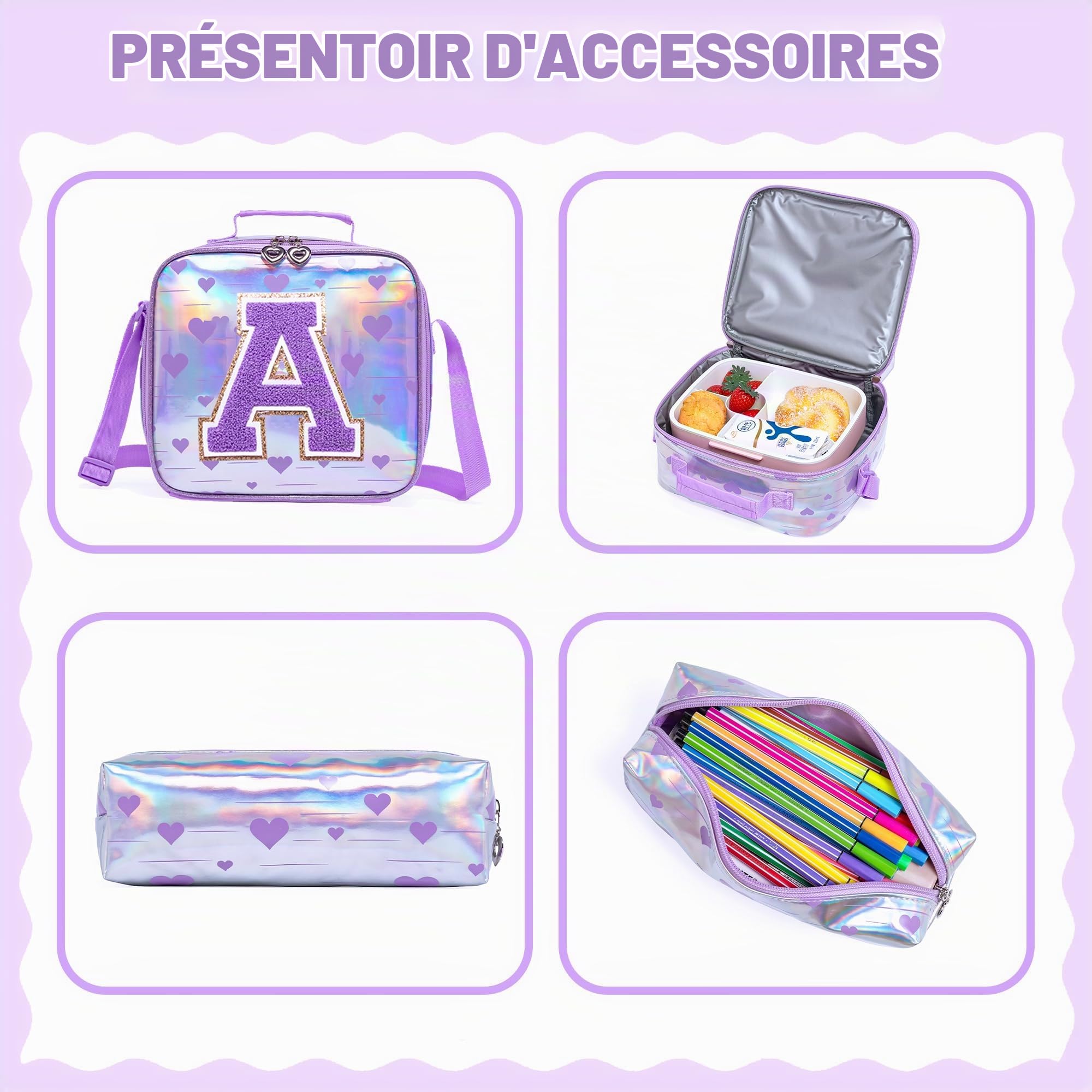 HTgroce Cartable a Roulette Fille cm1,ce2, Cartable Fille Primaire CE1 Sac a Dos Roulette