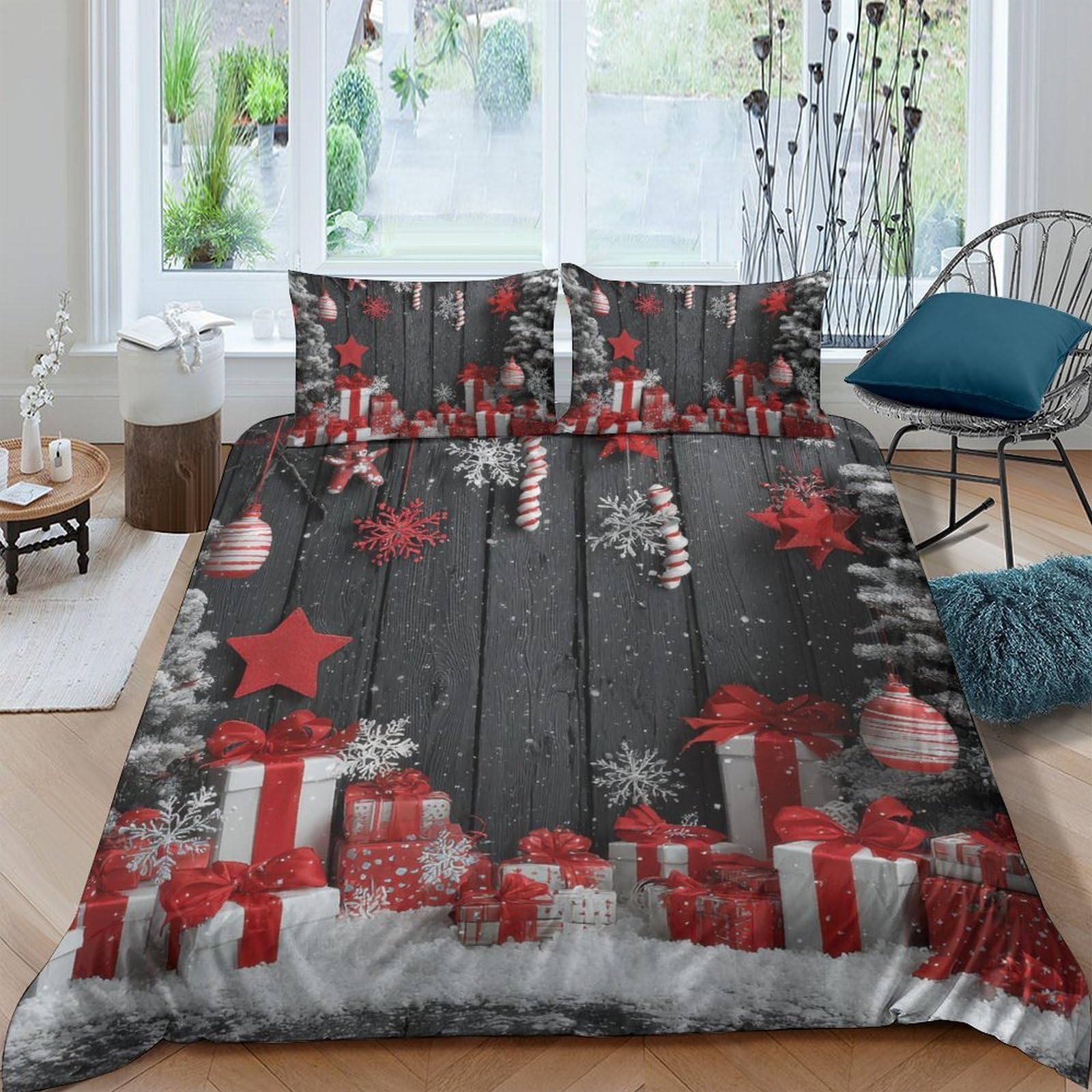 Ctjqhvkz Style-4 3D Printed Fitted Sheet Microfiber Soft Grey Red Ornaments Bed Sheet For Bedroom Guest Room Decor Single（135X200cm）