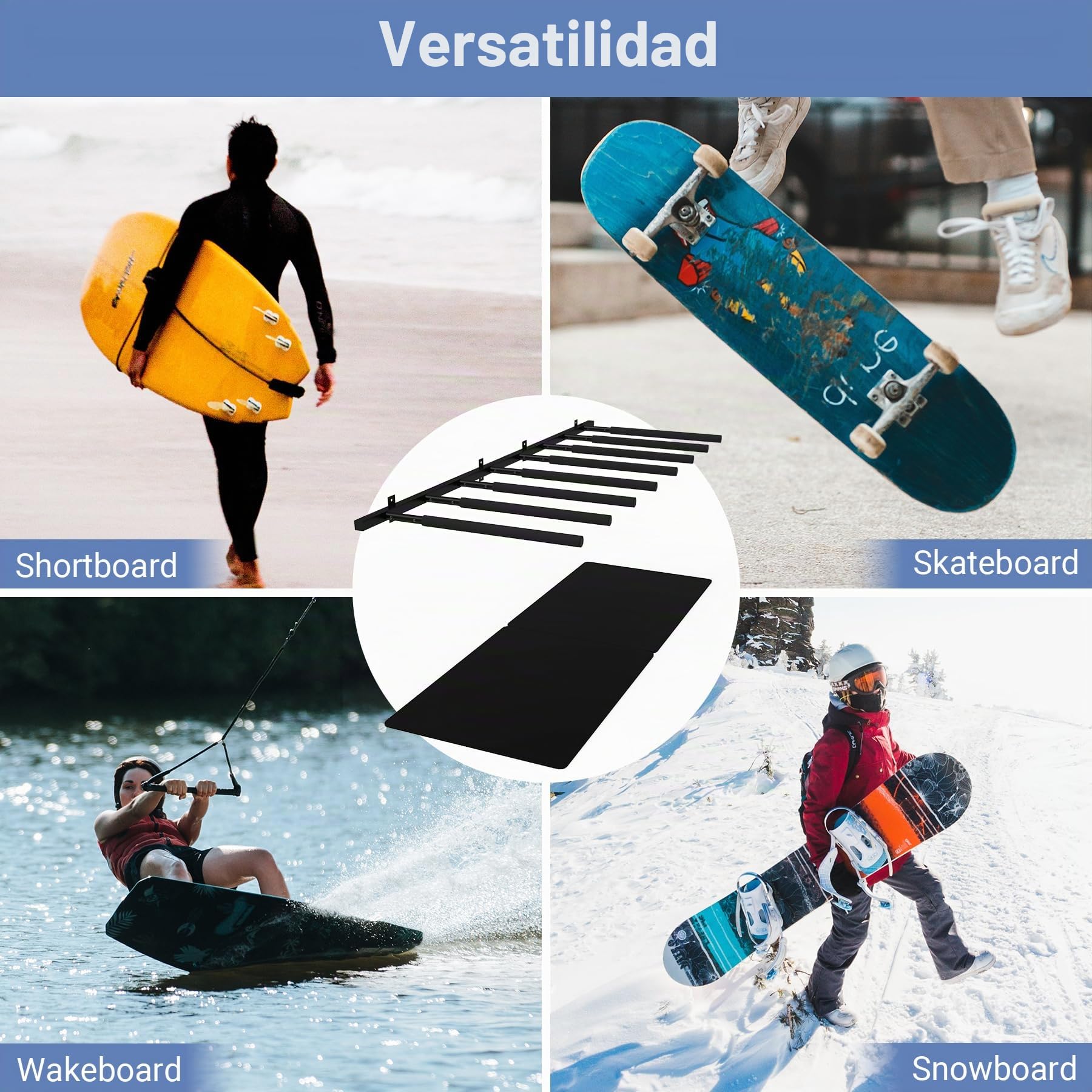 Soporte de pared para tabla de surf, 8 brazos