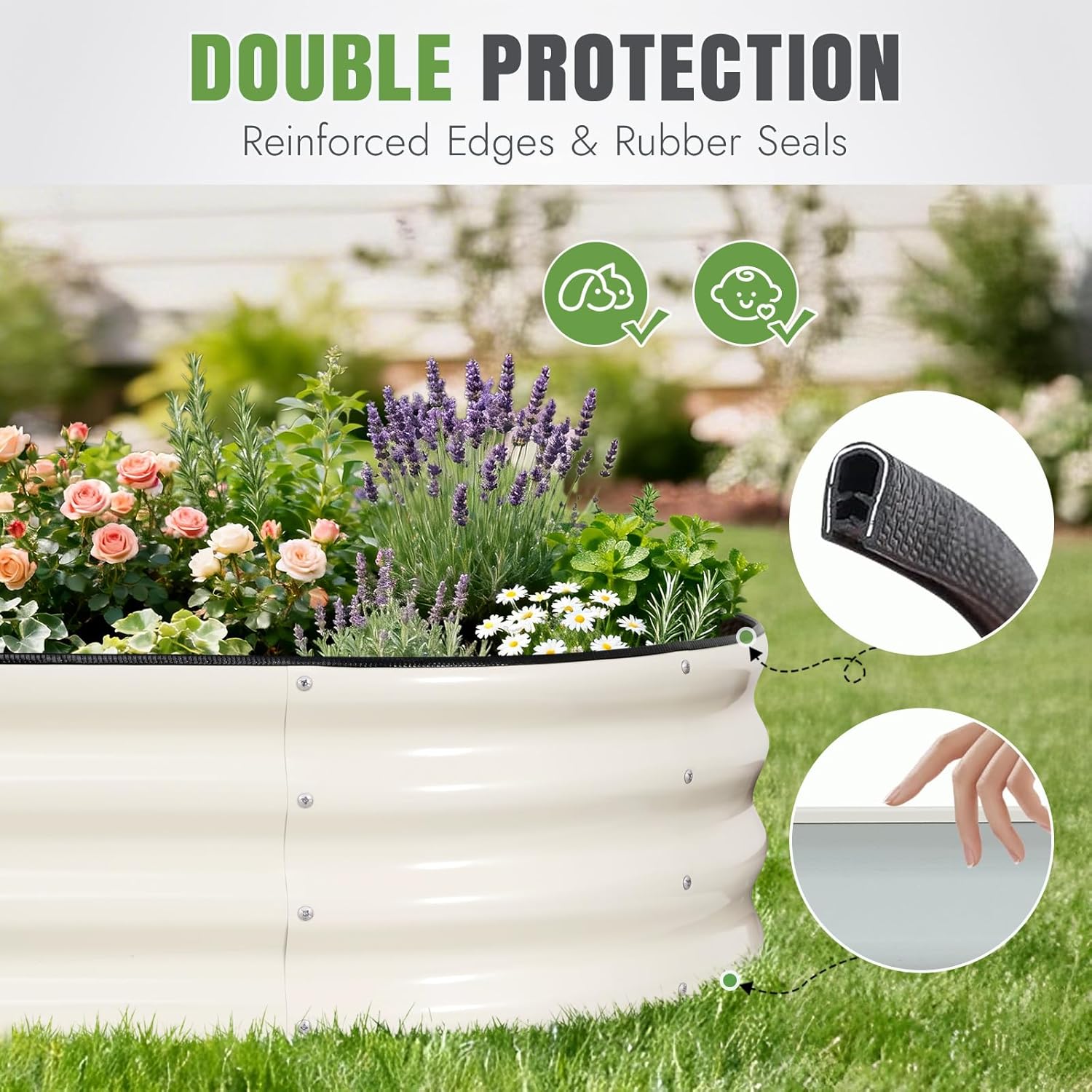 INNO STAGE 2Pcs Galvanized Raised Garden Bed, 6x3x1FT Oval Metal Raised Garden Beds for Vegetables, Rust-Resistant & Easy Assembly, Outdoor Planter Box for Gardening, Flowers, Herbs (White)