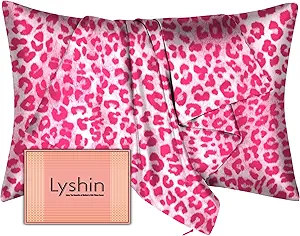 Mulberry Silk Pillow Cases King Size with Hidden Zipper, Ultra Smooth and Soft Breathable Cooling Silk Satin Pillowcase for Hair and Skin, Gifts for Women Men (Leopard Pink, 20x36 Inches, 1 Pack)
