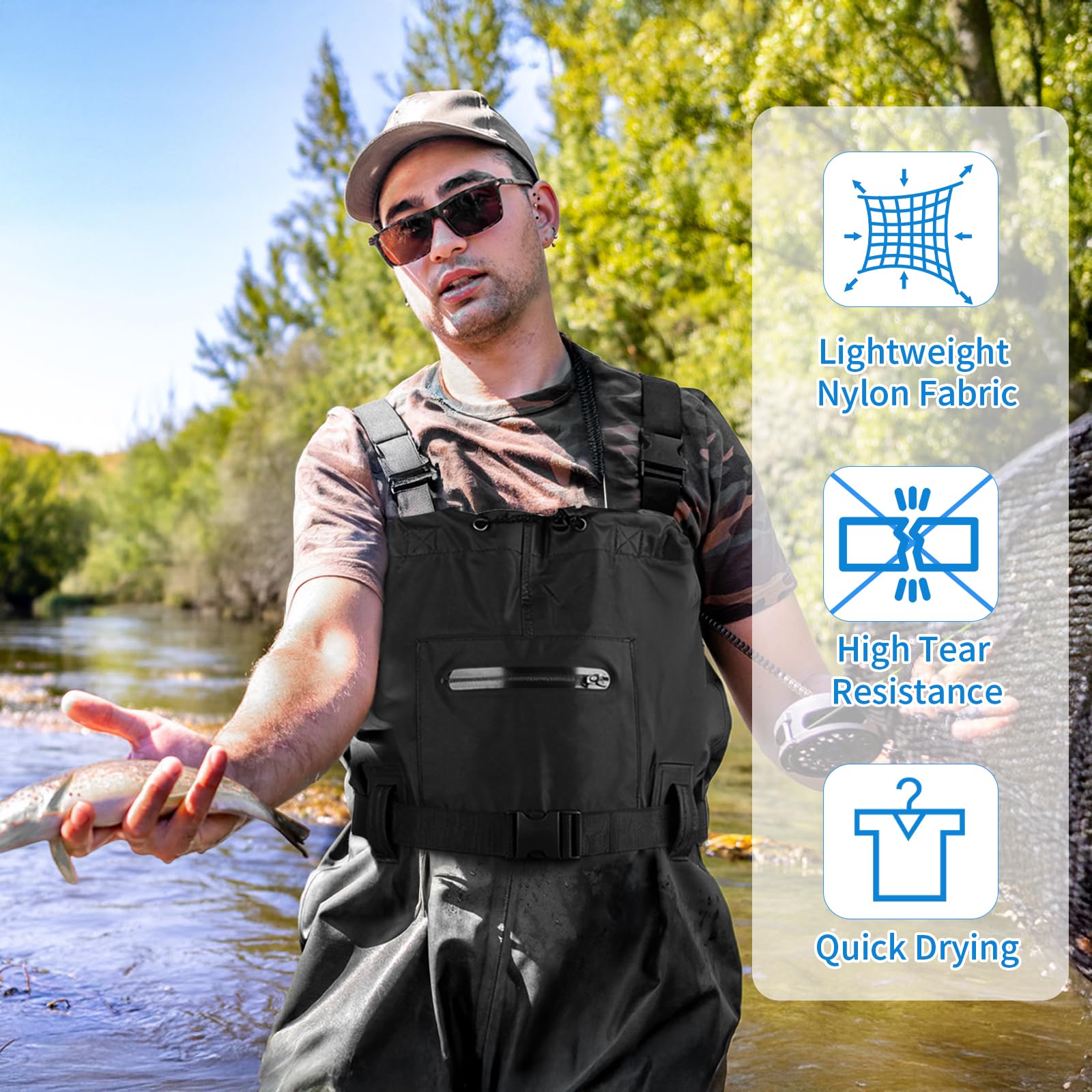 SWAWIS Cuissardes Waders Poitrine Pêche Imperméables avec Bottes Respirantes