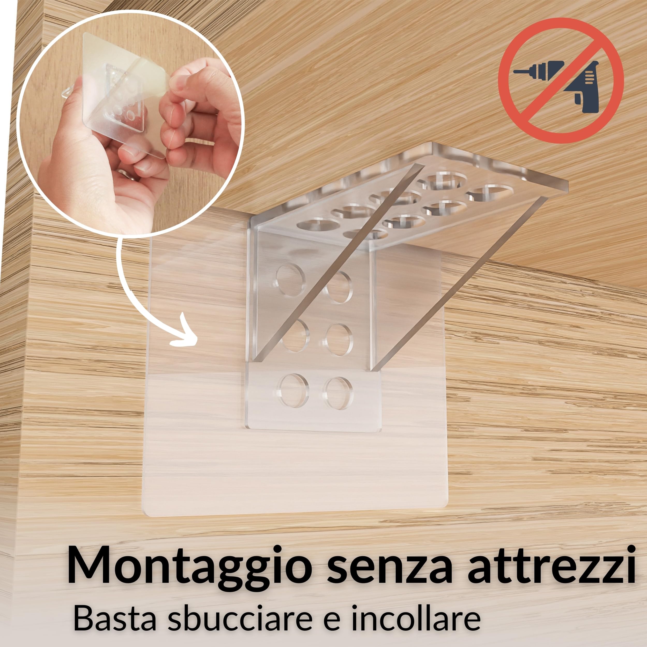 DEKAZIA® 16 Pz Supporti per Mensole Autoadesivi | Reggimensola Adesivo Senza Forare | Supporto Scaffale per Armadio e Libreria