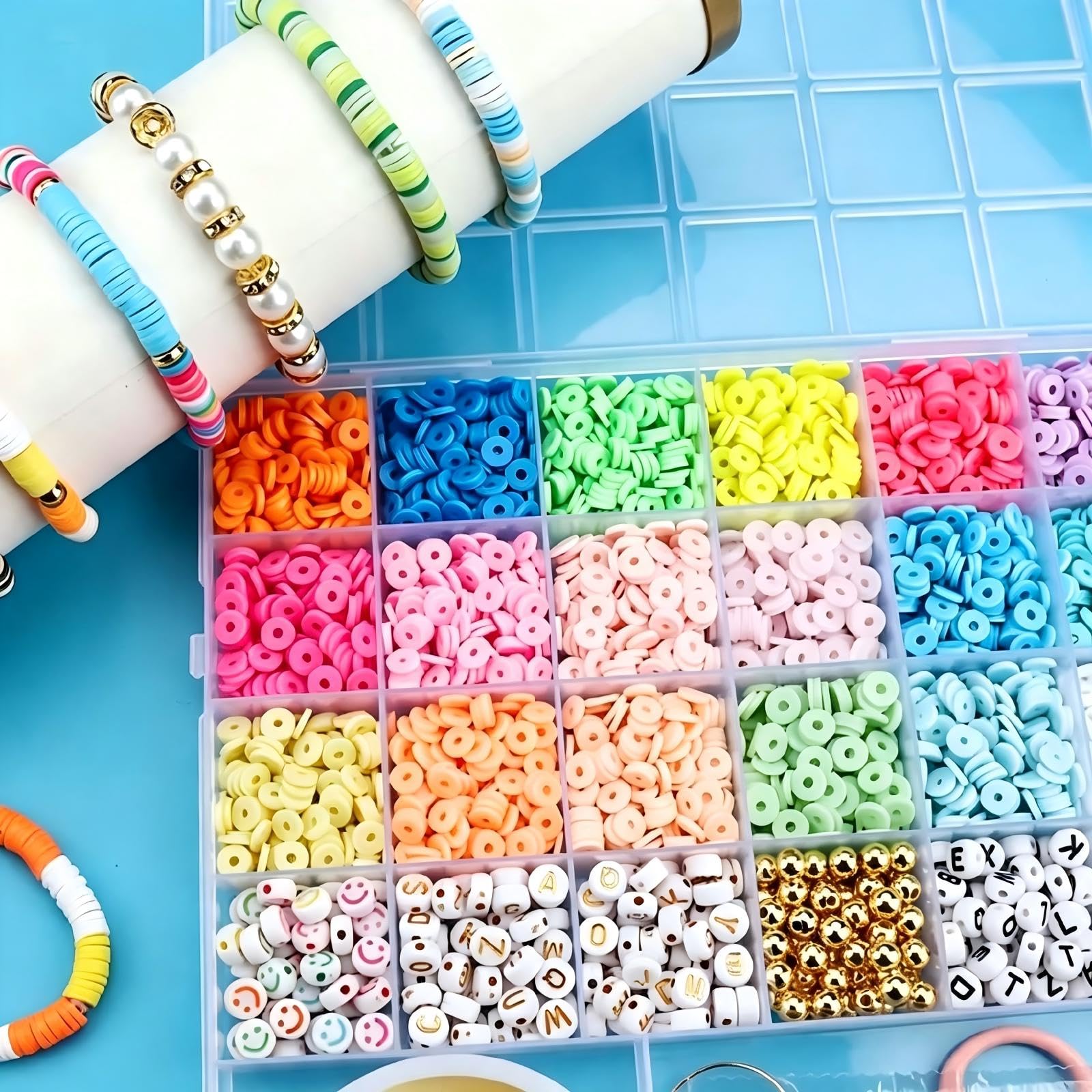 Kit Cuentas Multi-Tamaño, Cuentas Letras para Pulseras de Amistad DIY