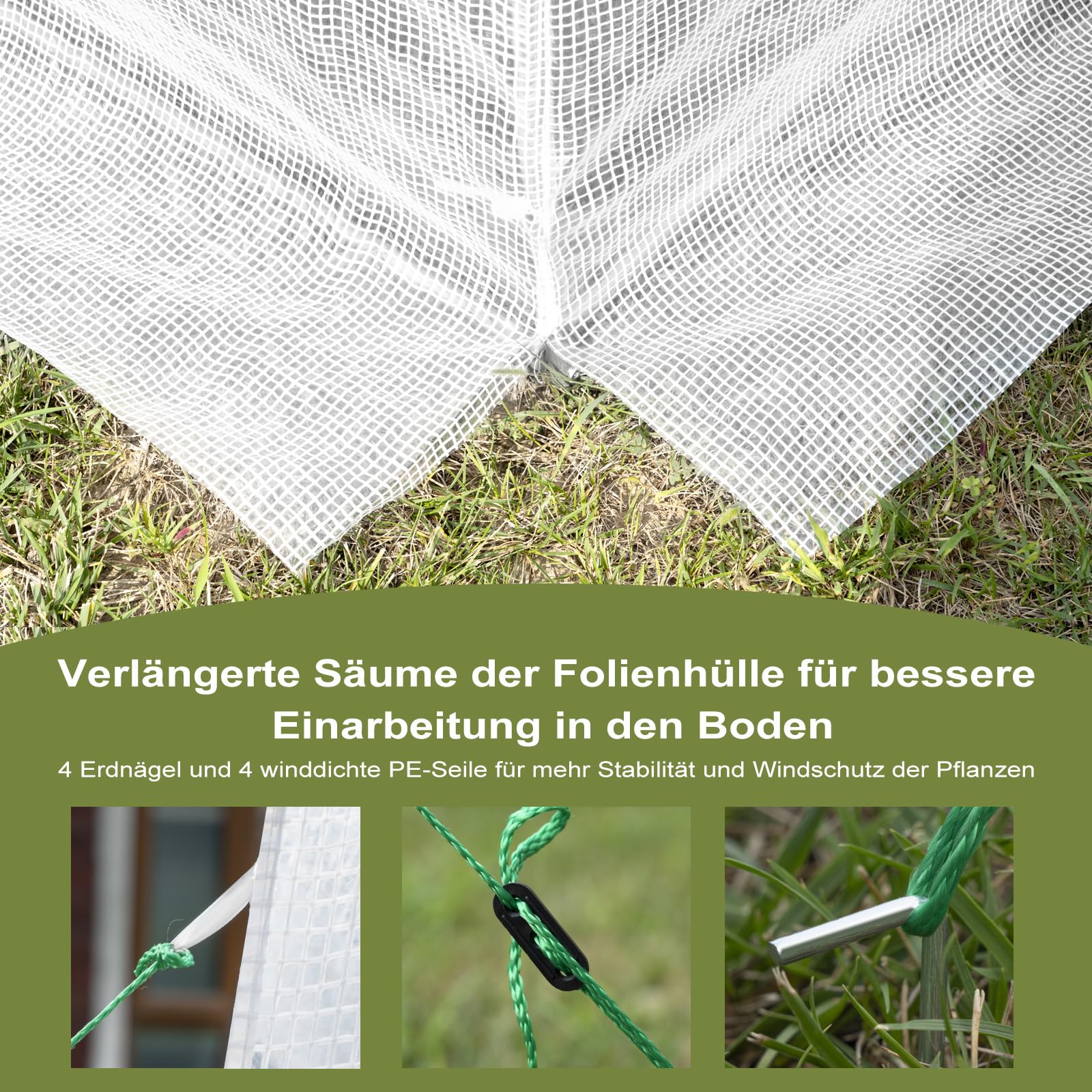 WOLTU Invernadero para Jardin, Invernaderos de Huerto, con 1 Puerta y 6 Ventanas, 200x300x200 cm, Tubos de Acero Resistentes, Cubierta de PE 140g/㎡, Blanco