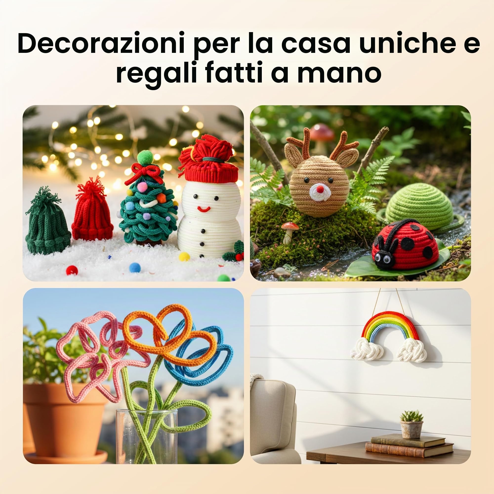 Etcokei Stickkvarn, macchina da cucito elettrica, produzione automatica di fili per maglieria per un efficace fai-da-te in un batter d'occhio, perfetto per progetti creativi (bianco)