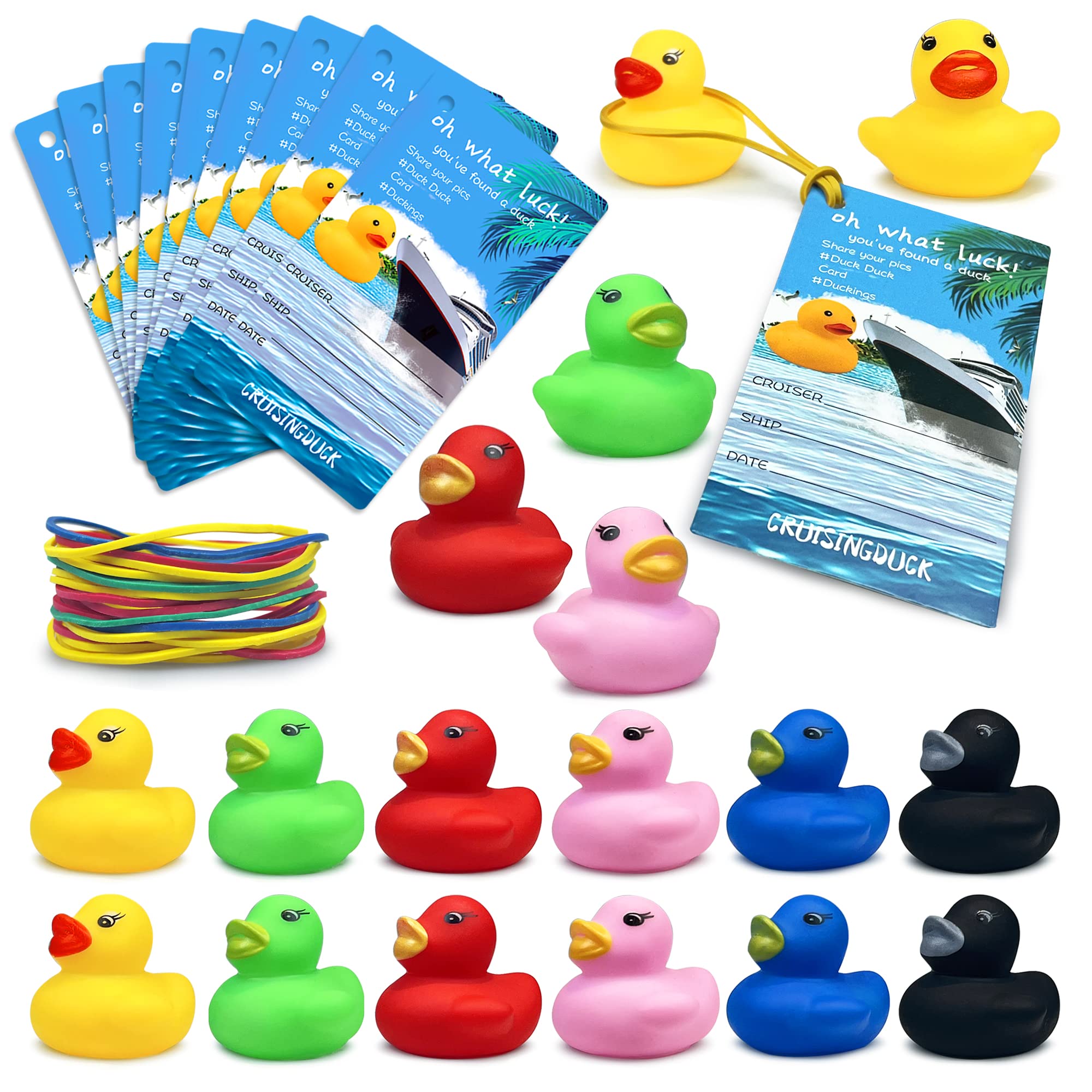 72 PCS Duck Cruise Kits Duck Tags Bands for Hiding Carnival