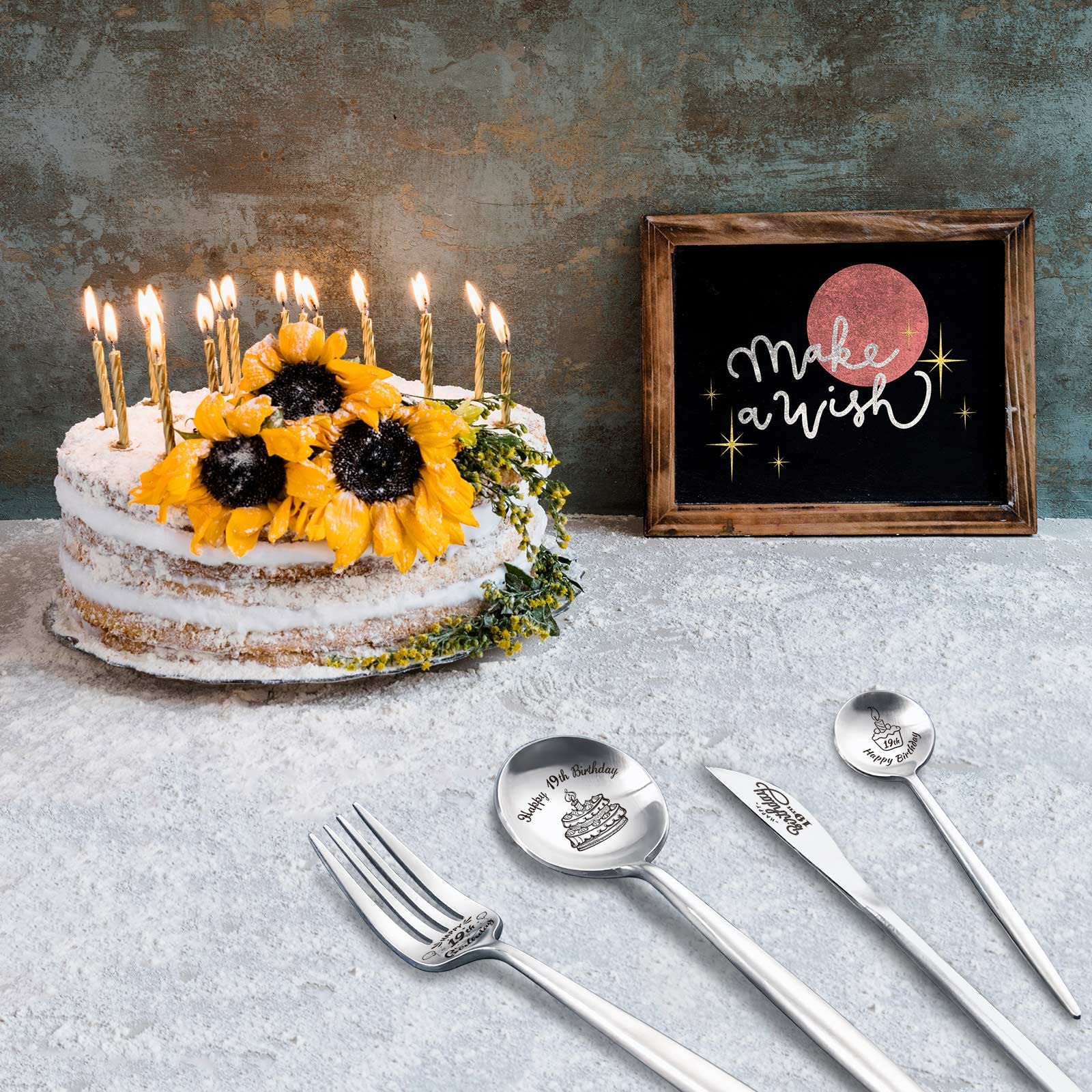 Happy 19th Birthday Spoon&Fork Gifts Engraved Cutlery Set Personalized Birthday Gifts for Son Daughter Sister Brother Friends — Amazon image 4