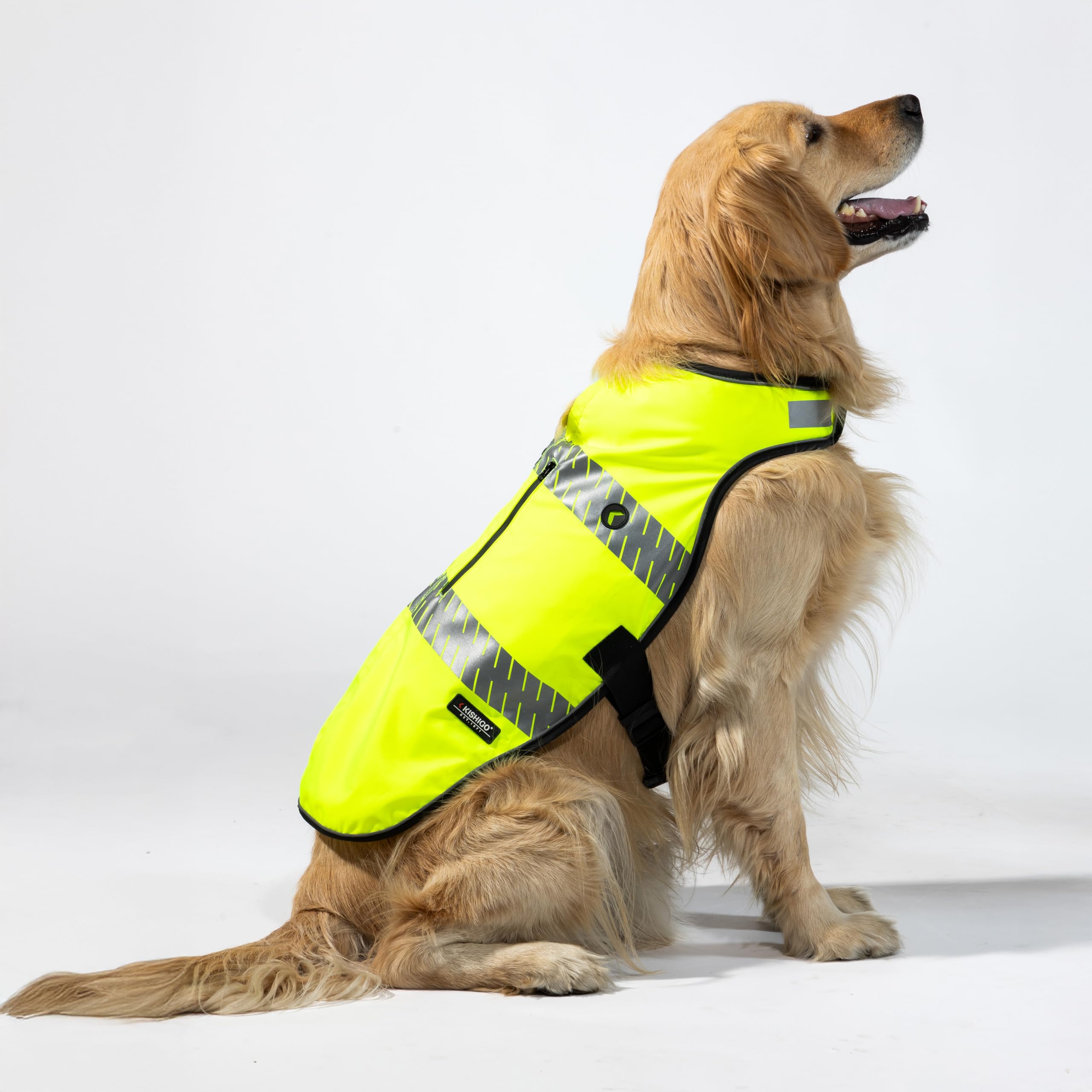 Reflective Dog Safety Vest, Harness and Collar Compatible, Waste Bag Holder, Water Resistant, Adjustable Neck and Chest, Day or Night Walking,