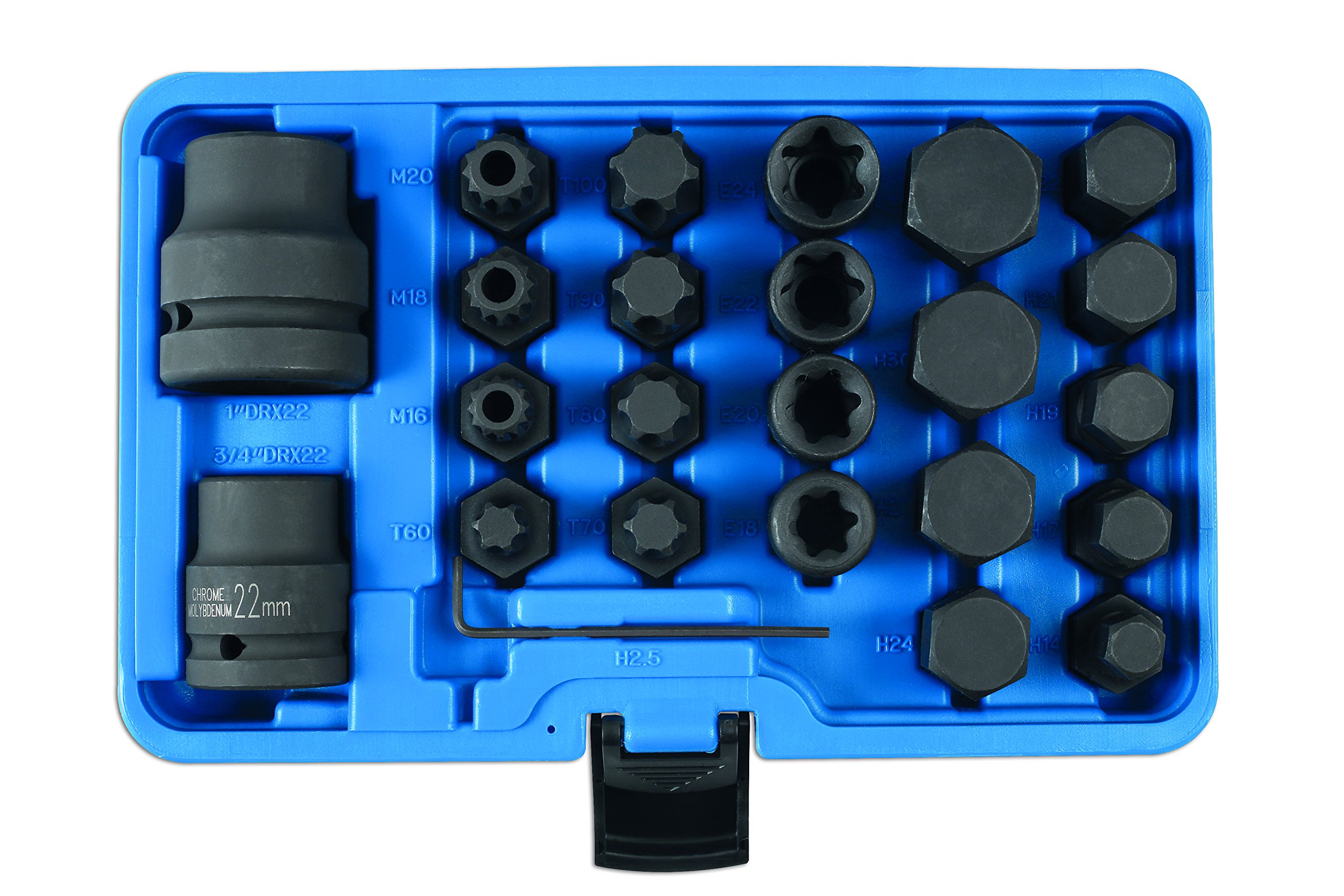 Laser 6891 - Juego de Llaves de Vaso y Puntas (24 Unidades, 3/4", D y D de 1")
