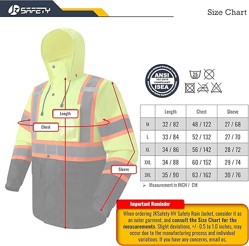 Miniatura 7 de JKSafety Hi Vis - Equipo de lluvia para hombres y mujeres, impermeable, clase 3, reflectante, de seguridad, traje de lluvia, chaqueta y pantalones