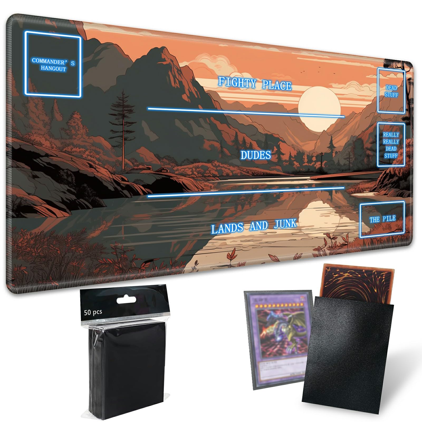 Alfombrilla De Juego MTG 24x14 Pulgadas – Base Antideslizante Y Bolsa De Almacén, Diseño Blood Moon Secrets