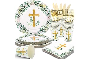 175 PCS God Bless Plates and Napkins Set for Baptism and Communion Celebrations