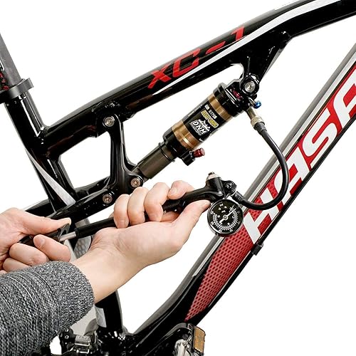 Miniatura 7 de DNM Alta presión 300 PSI (20 BAR) Max Horquilla delantera y suspensión trasera de choque Mini bomba portátil con botón de purga de aire