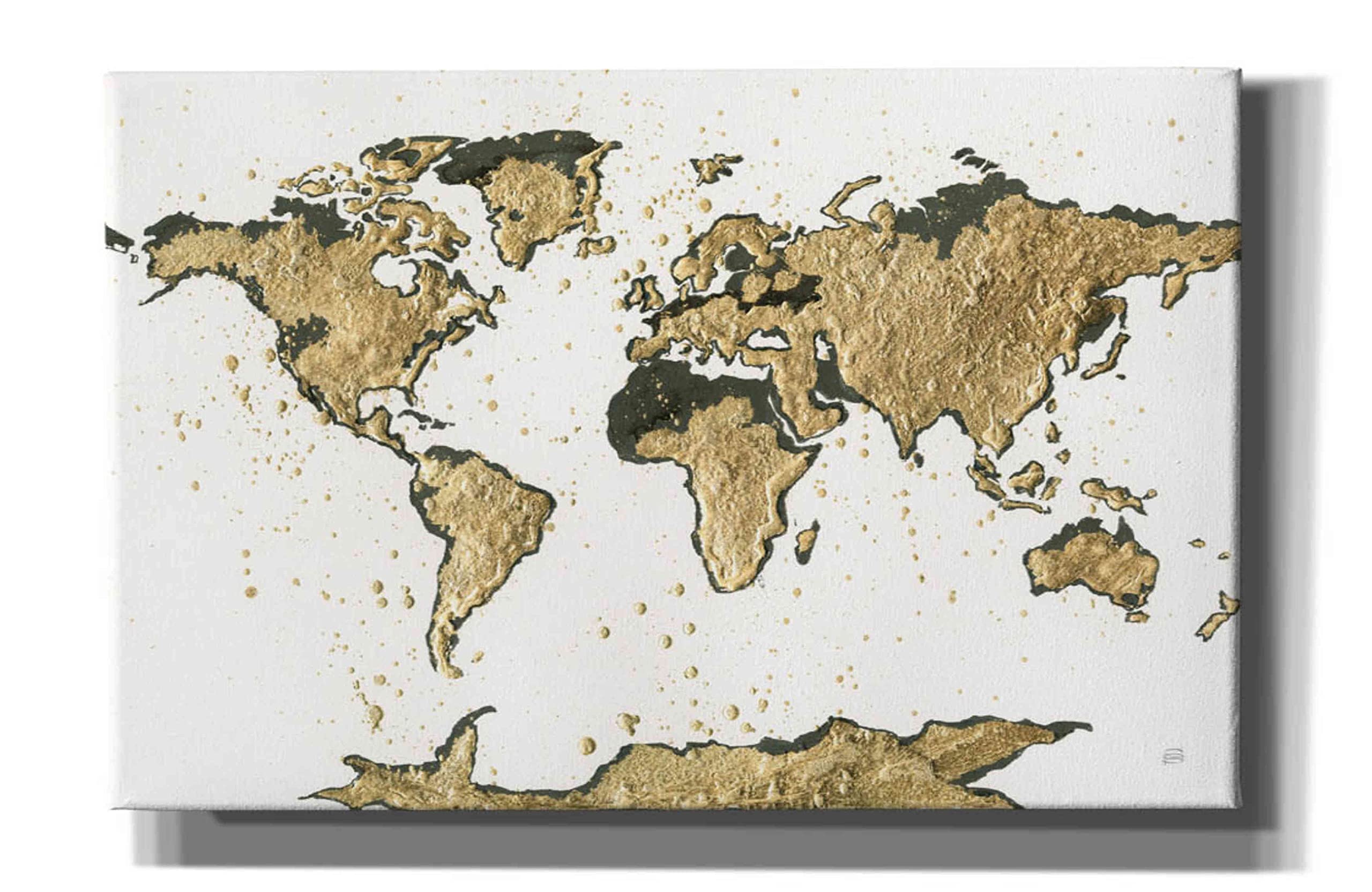 'World Map Gold Leaf' by Chris Paschke, Giclee Canvas Wall Art, 40"x26"