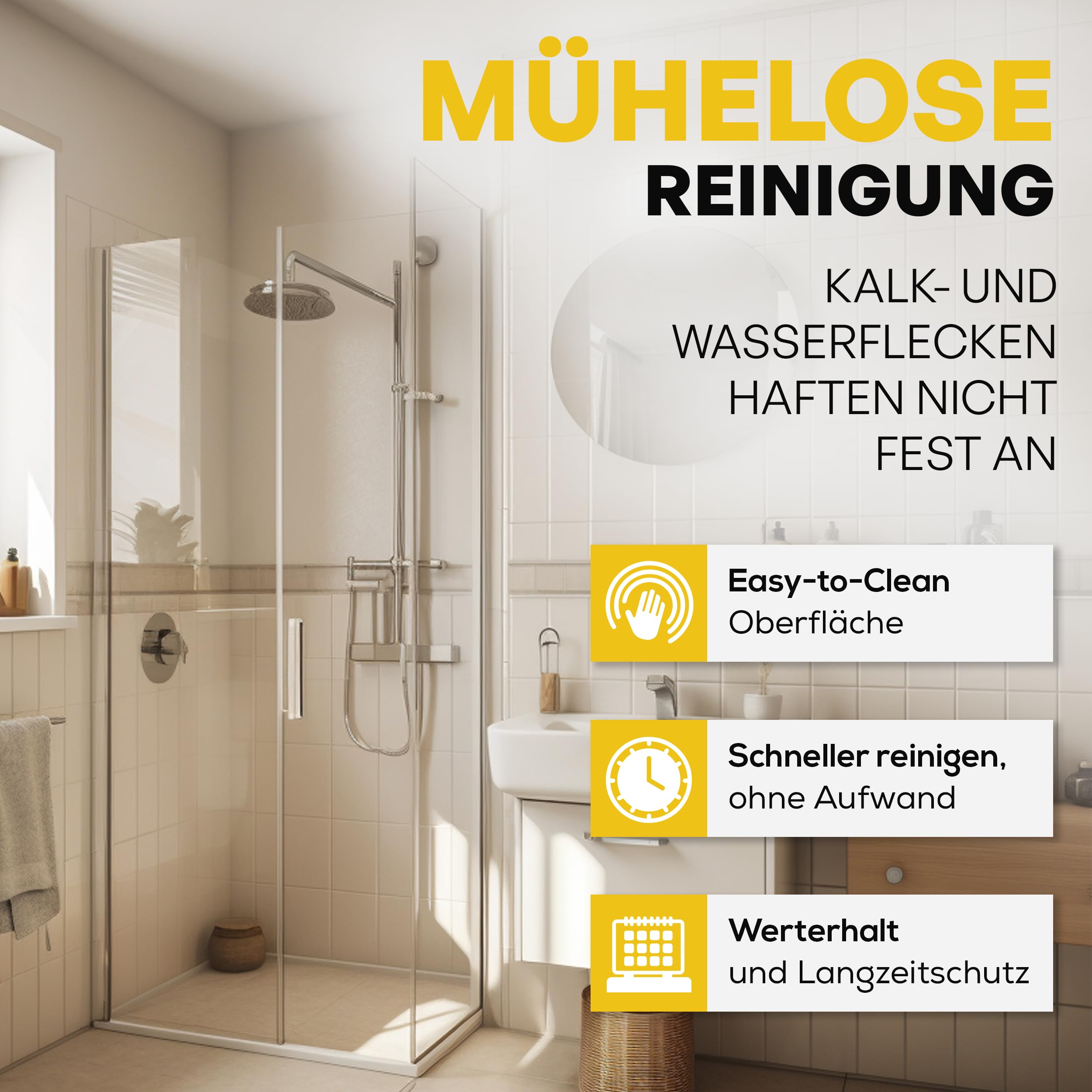 Nanotol Duschglasversiegelung Set – Glasversiegelung Dusche | Nanoversiegelung mit Easy-to-Clean Effekt für die Dusche - gegen Kalkanhaftung auf Duschglas, Fliesen & Armatur
