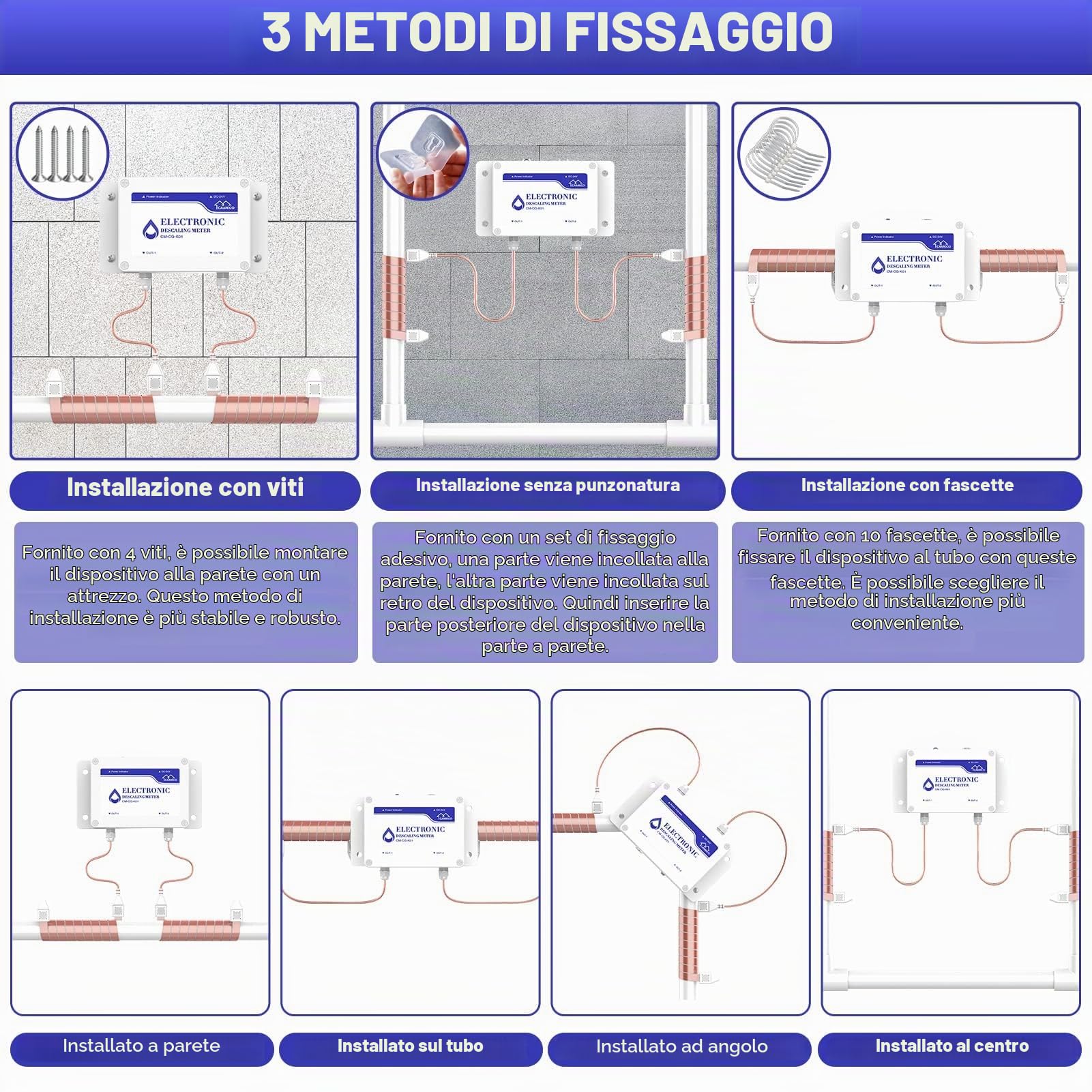 CAMECO Whole House - Sistema anticalcare per acqua dura, alternativo elettronico, senza sale, senza addolcitore per acqua salata, rimozione di calcare e ruggine, riduce la durezza