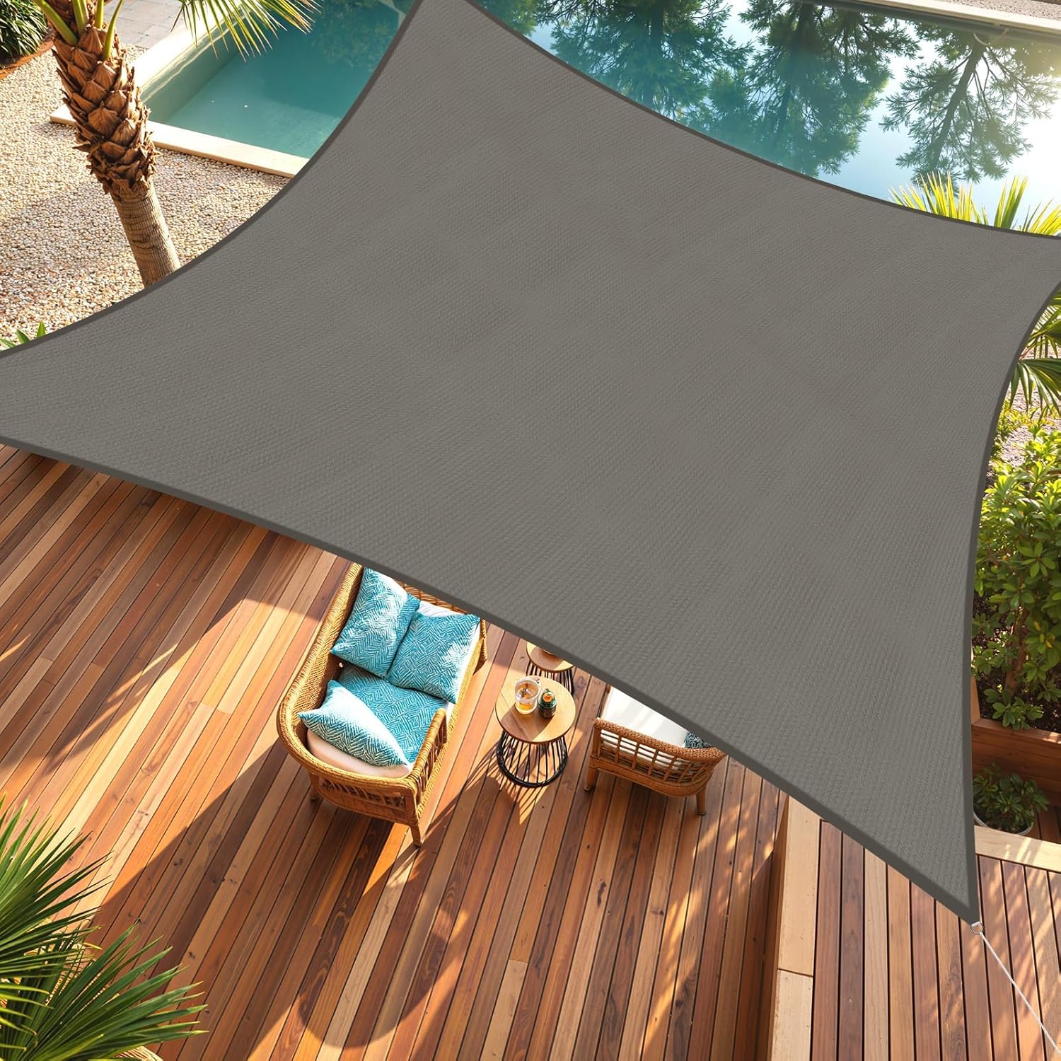TasticTotes Rectangle Sun Shade Sail - 10' x 13', 95% UV Blockage, HDPE Sunshades for Outdoor Patio, Yard, Deck, Garden, Lawn, Permeable Awnings for Patio Shade with Reinforced Corners & Ropes (Gray)