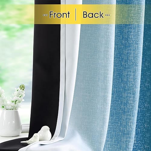 Miniatura 5 de Cortinas 100% opacas degradadas de 108 pulgadas de largo, 2 paneles para dormitorio, puertas correderas de cristal, patrón degradado, bloqueo