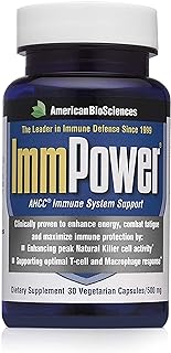 American BioSciences ImmPower AHCC Supplement, Vegetarian Capsules, Enhanced Immune Support, Natural Killer Cell Activity and Cytokine Production, 500 milligrams per Capsule (30 Count)
