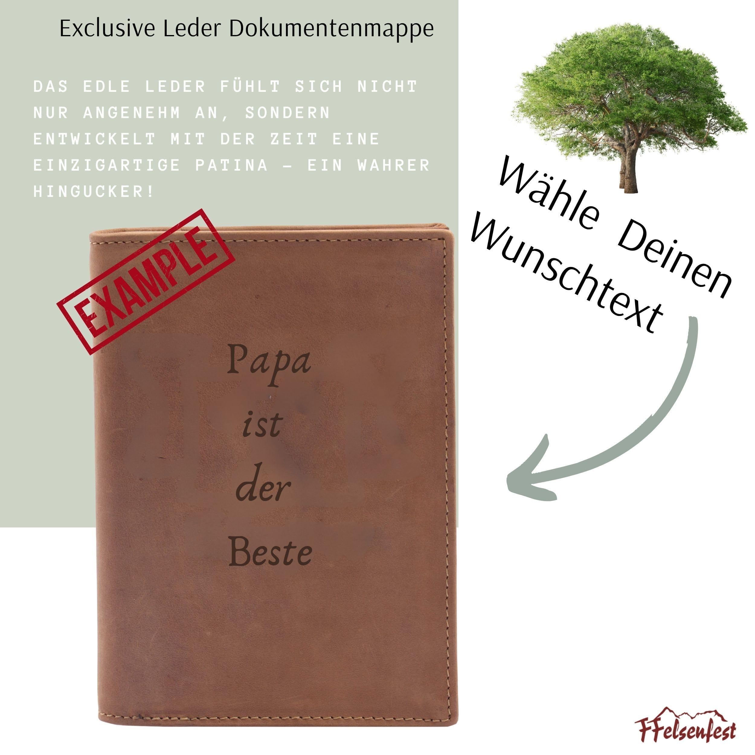 Ausweistasche personalisiert I Echt Leder Braun I Vintage Dokumentenmappe Hochformat I 6 Klarsichtfächer I handgefertigt