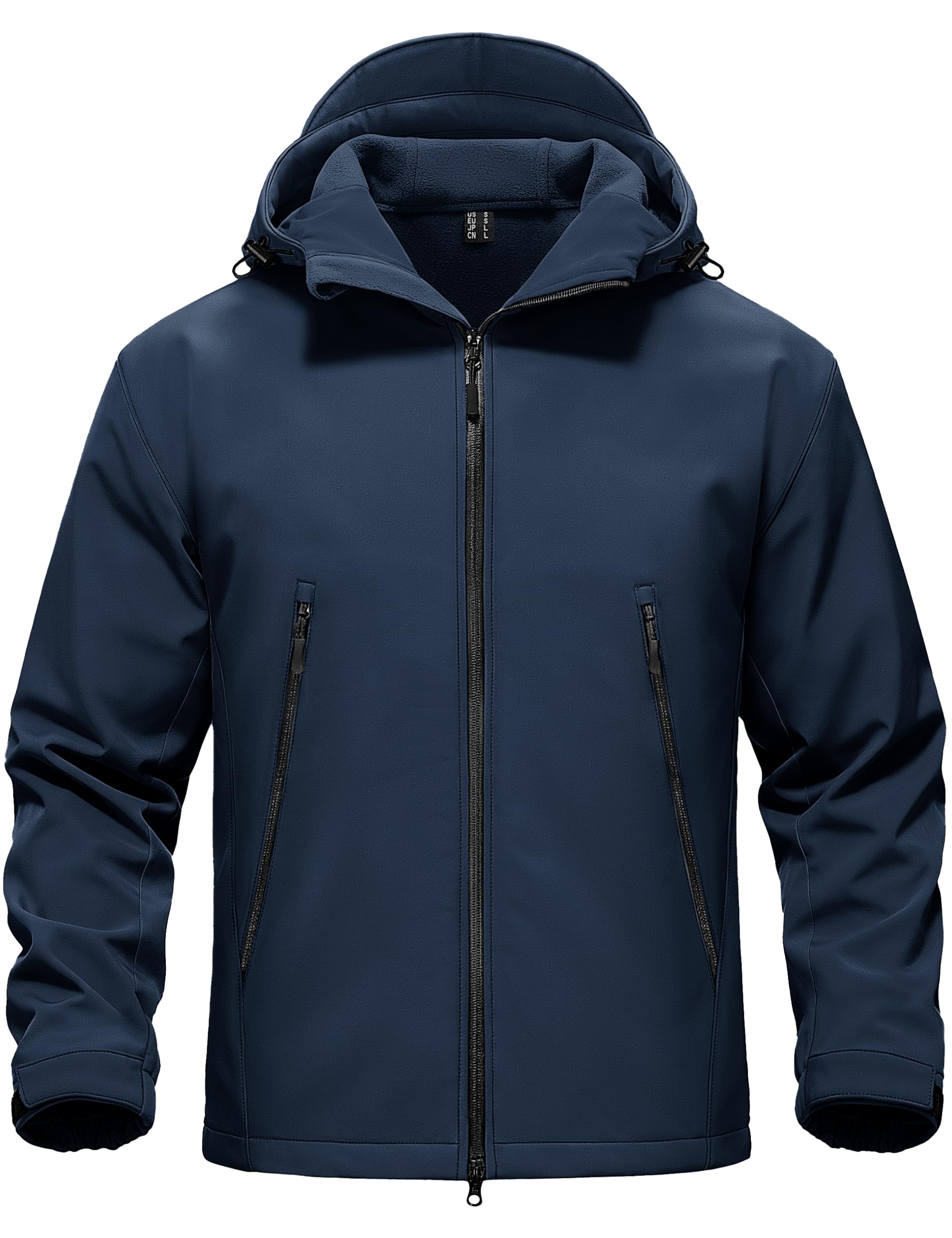 TACVASEN Men's Hooded Softshell Jacket Waterproof Fleece Lined Rain Jacket Lightweight Windbreaker Winter Coat Outdoor Hiking