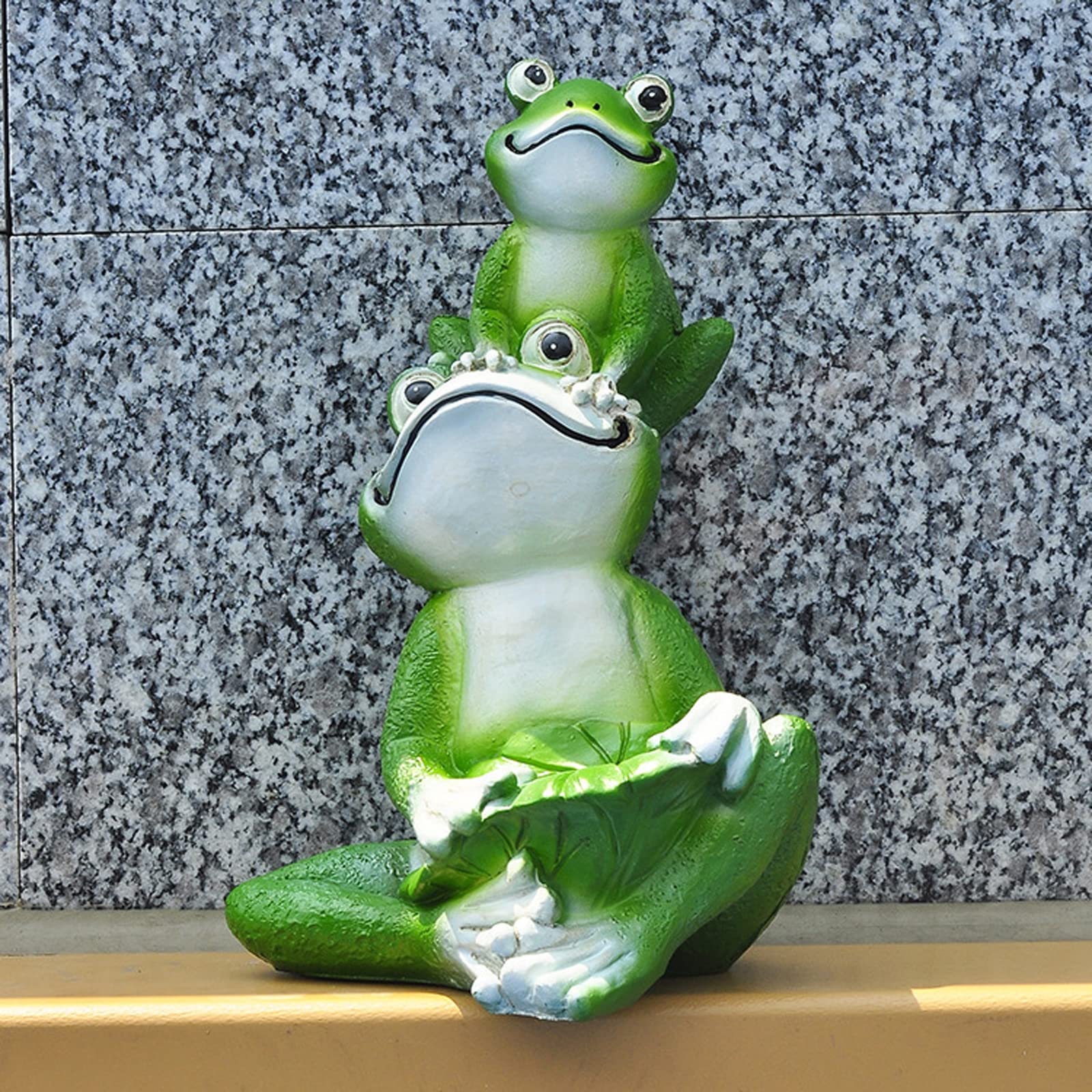 POCHY Statuetka żaby, ogród, figurki szczęśliwych żab z żywicy, dekoracja żaba ogrodowa, na patio, podwórko, trawnik, ganek, ozdoba, prezent