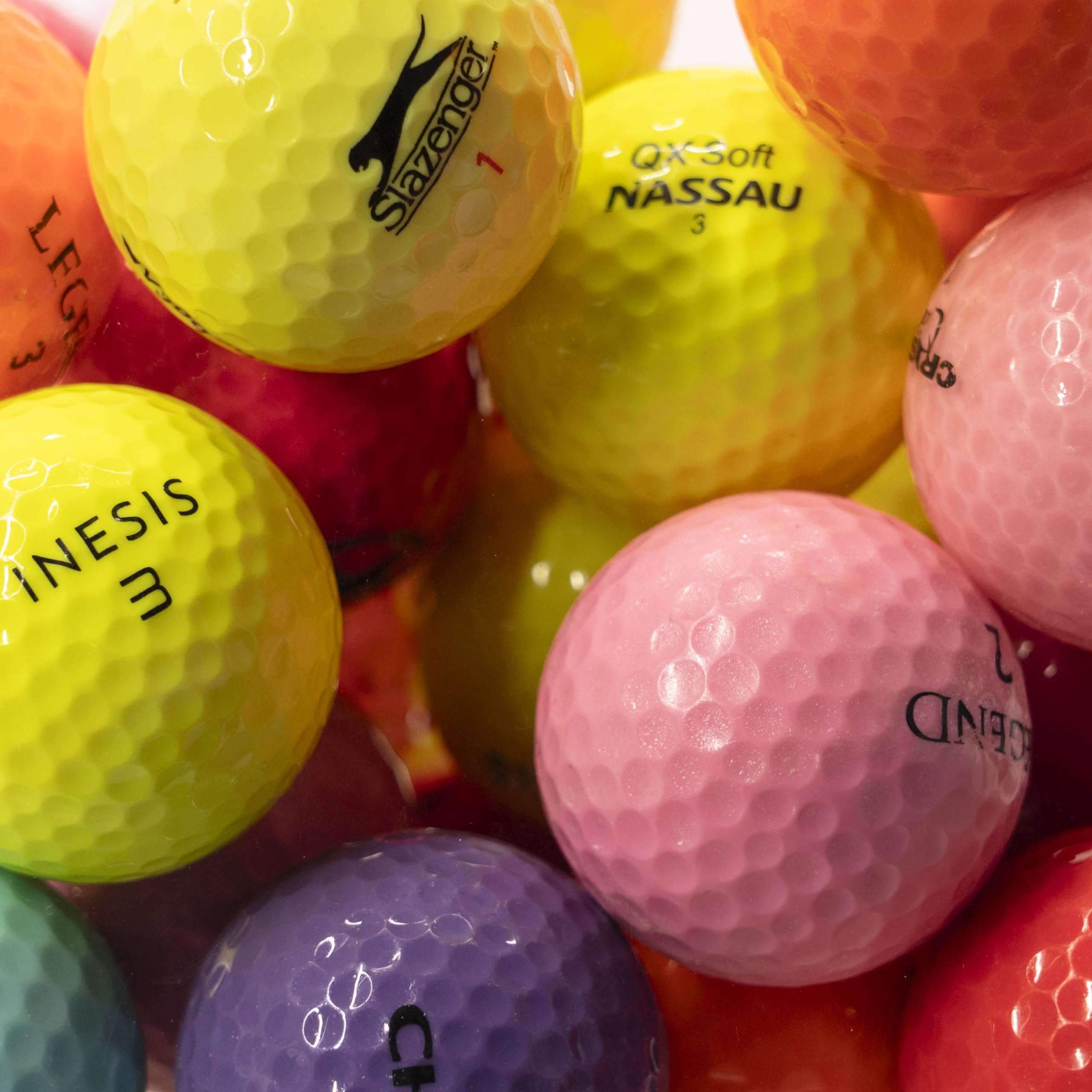 Balles de Golf d'occasion, Mix Marques Green's, Maxfli, Pinnacle, Nassau, Lot de 50, Qualité AAA/AA, Couleurs Assorties